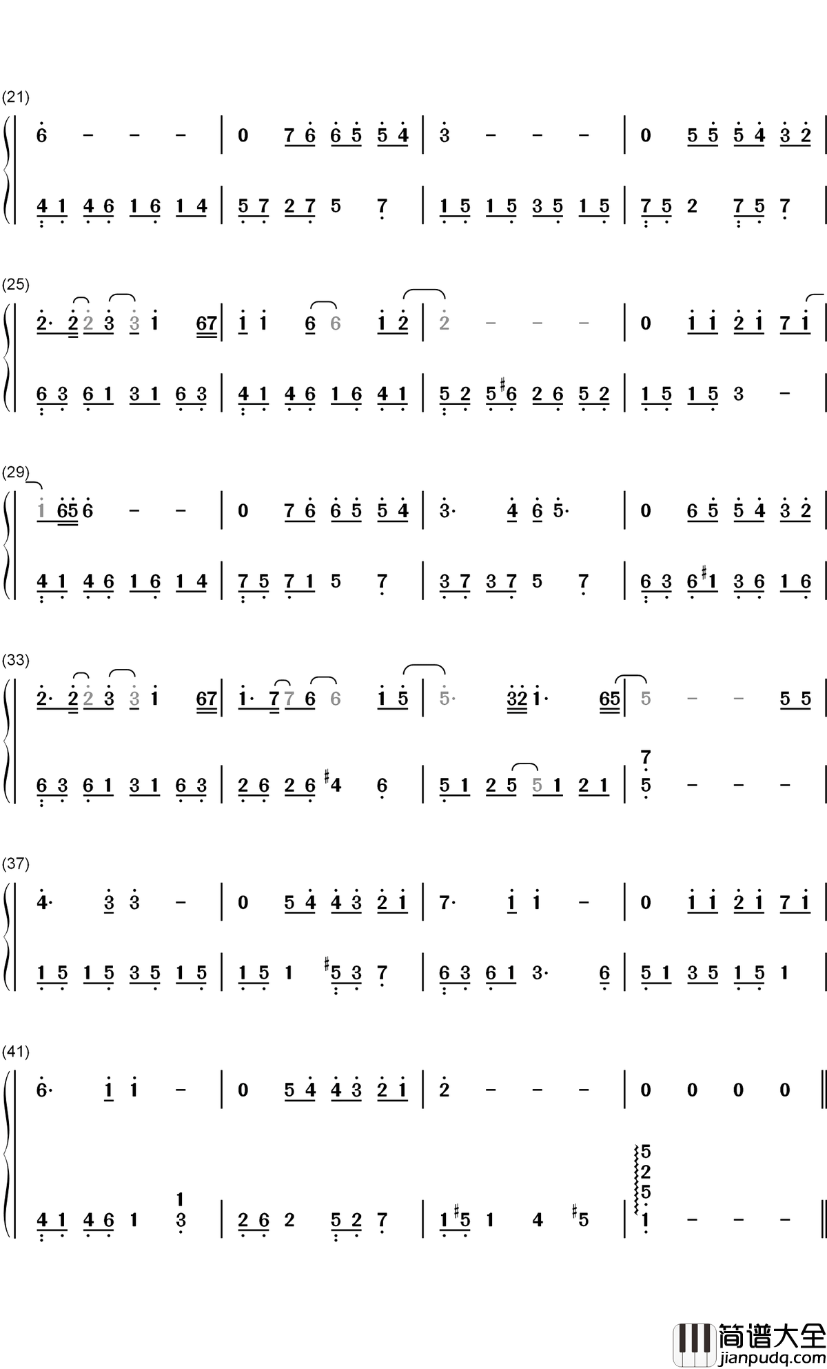 月光钢琴简谱_数字双手_七月男孩