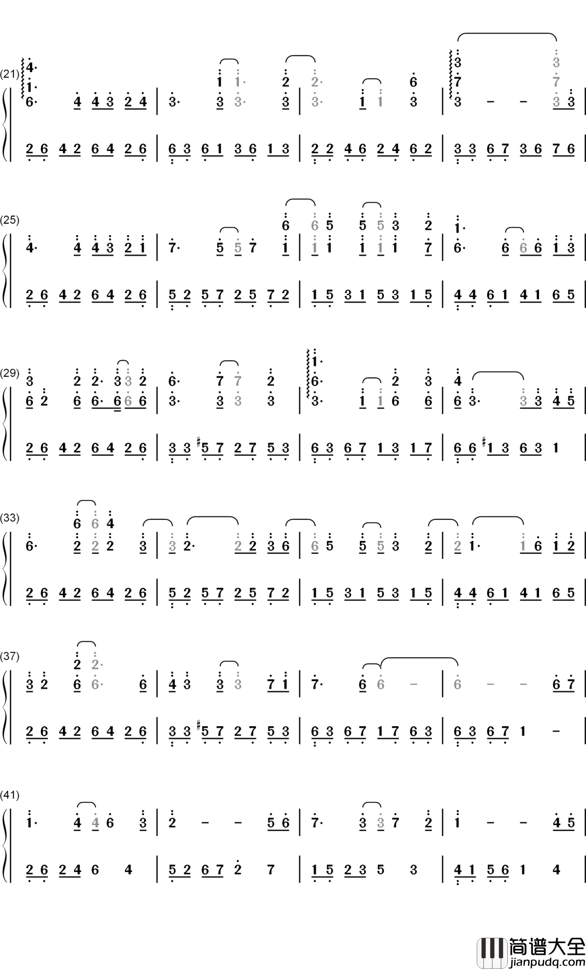 在一起的时光钢琴简谱_数字双手_赵海洋