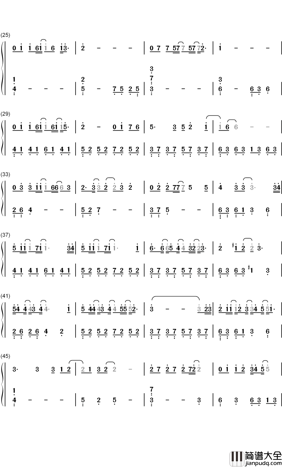 左手的温暖钢琴简谱_数字双手_何弈晨