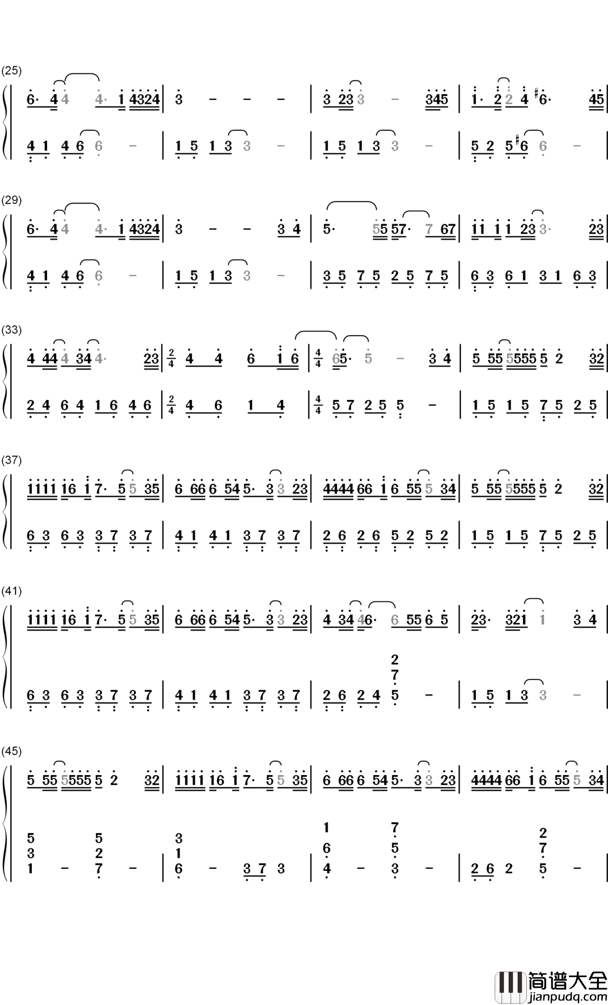 最好的我们钢琴简谱_数字双手_朱进/罗琳