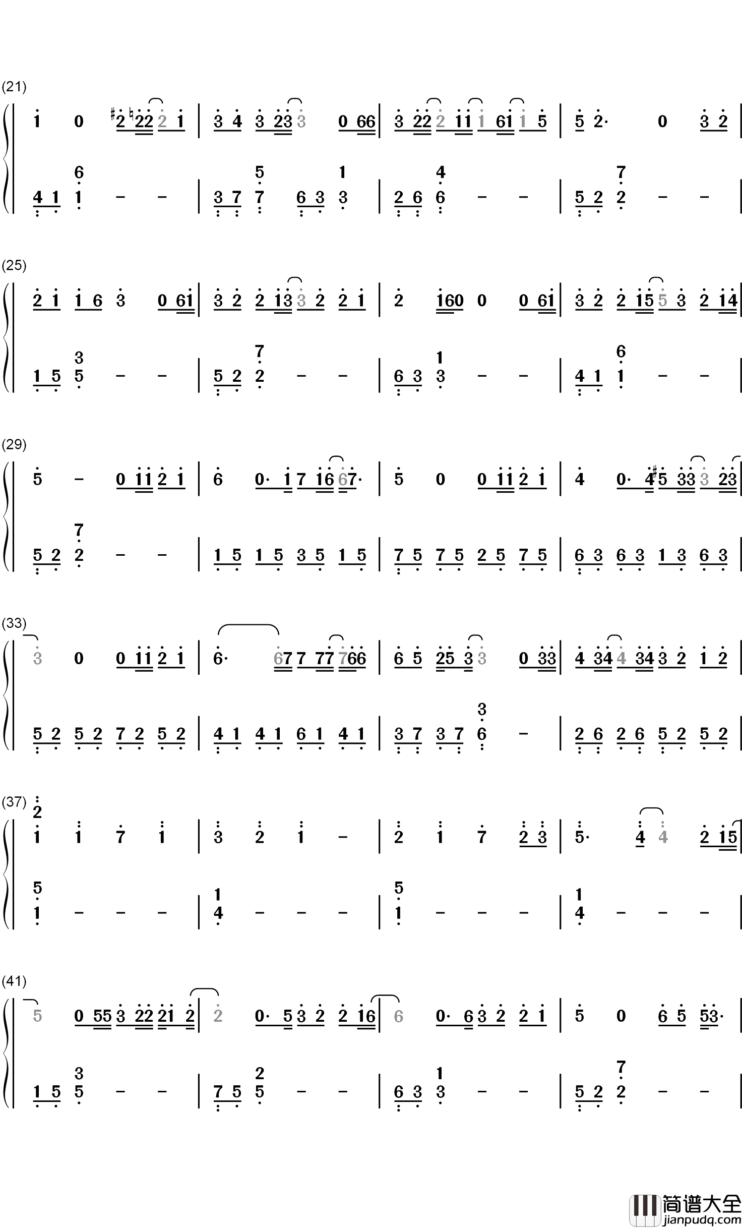 心暖心等于世界钢琴简谱_数字双手_华语群星
