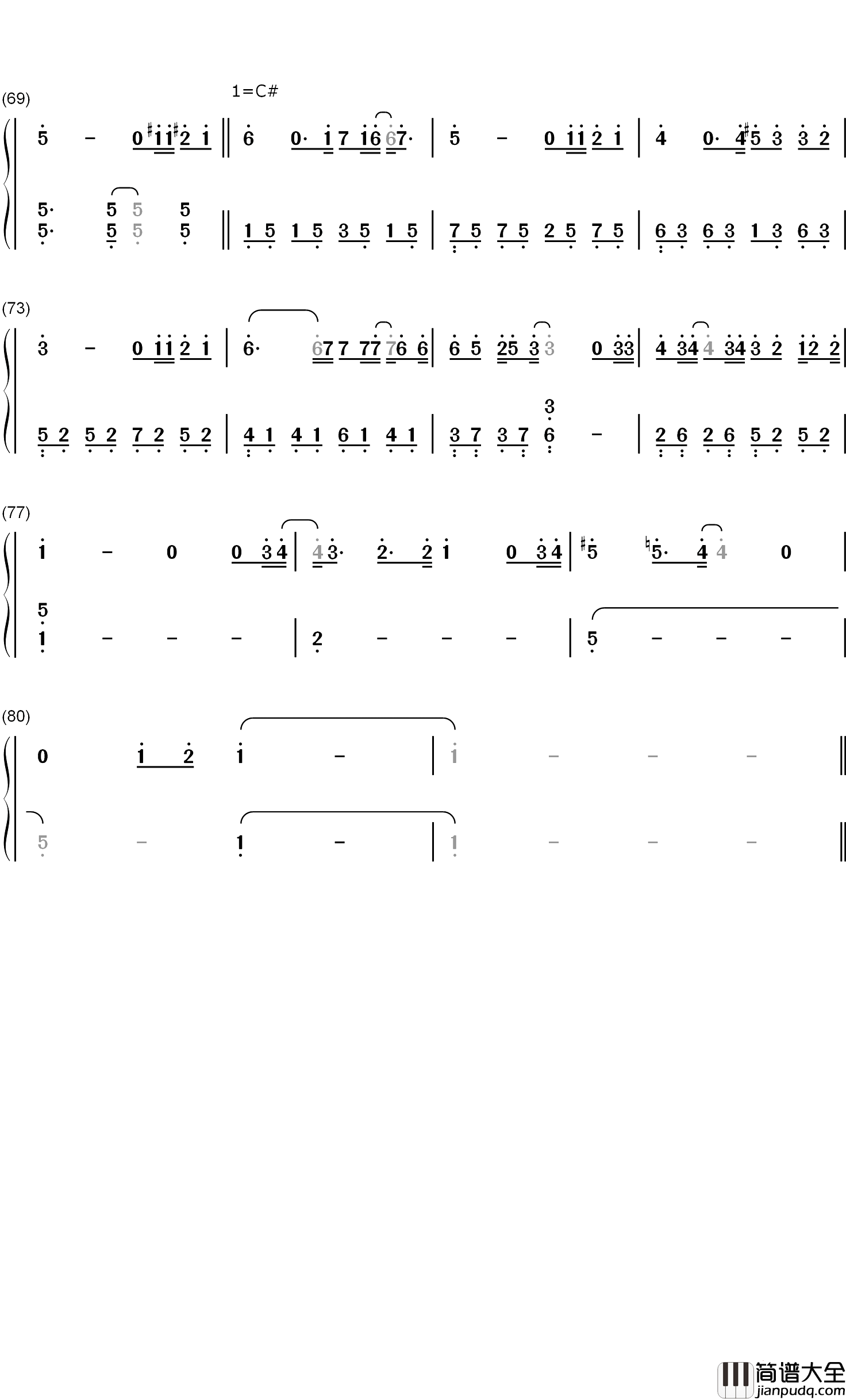 心暖心等于世界钢琴简谱_数字双手_华语群星