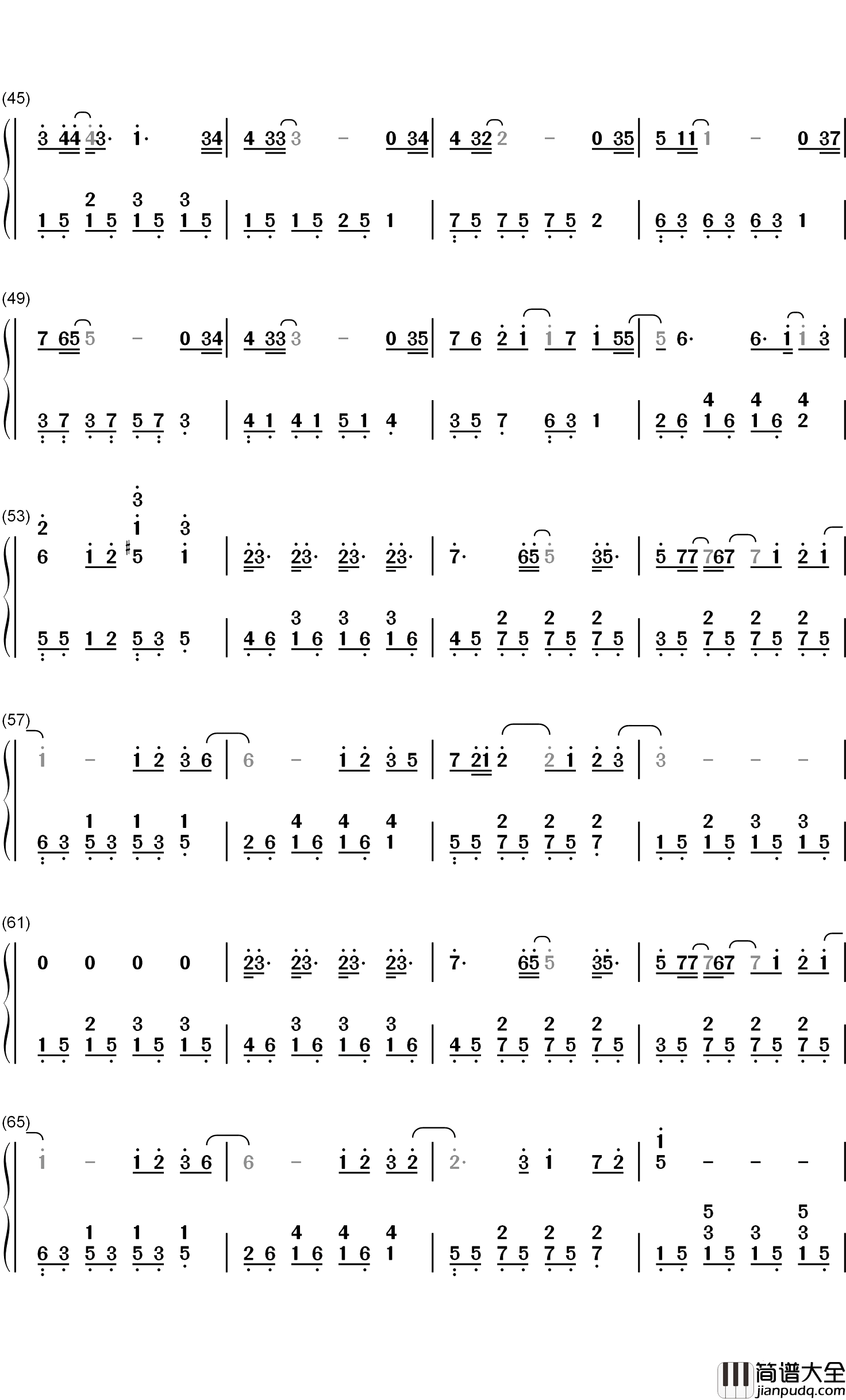 受够钢琴简谱_数字双手_周兴哲