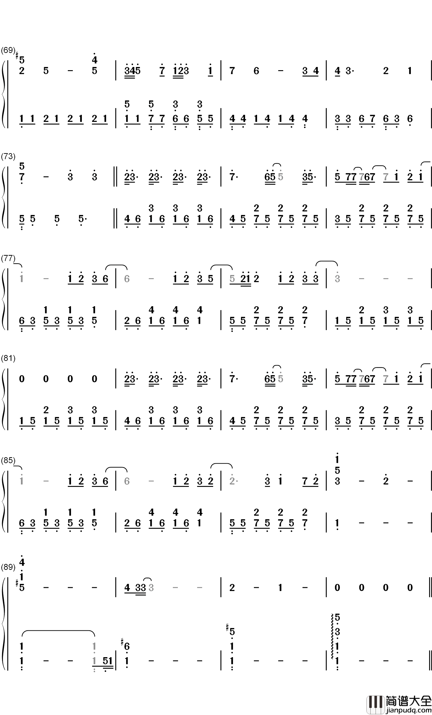 受够钢琴简谱_数字双手_周兴哲