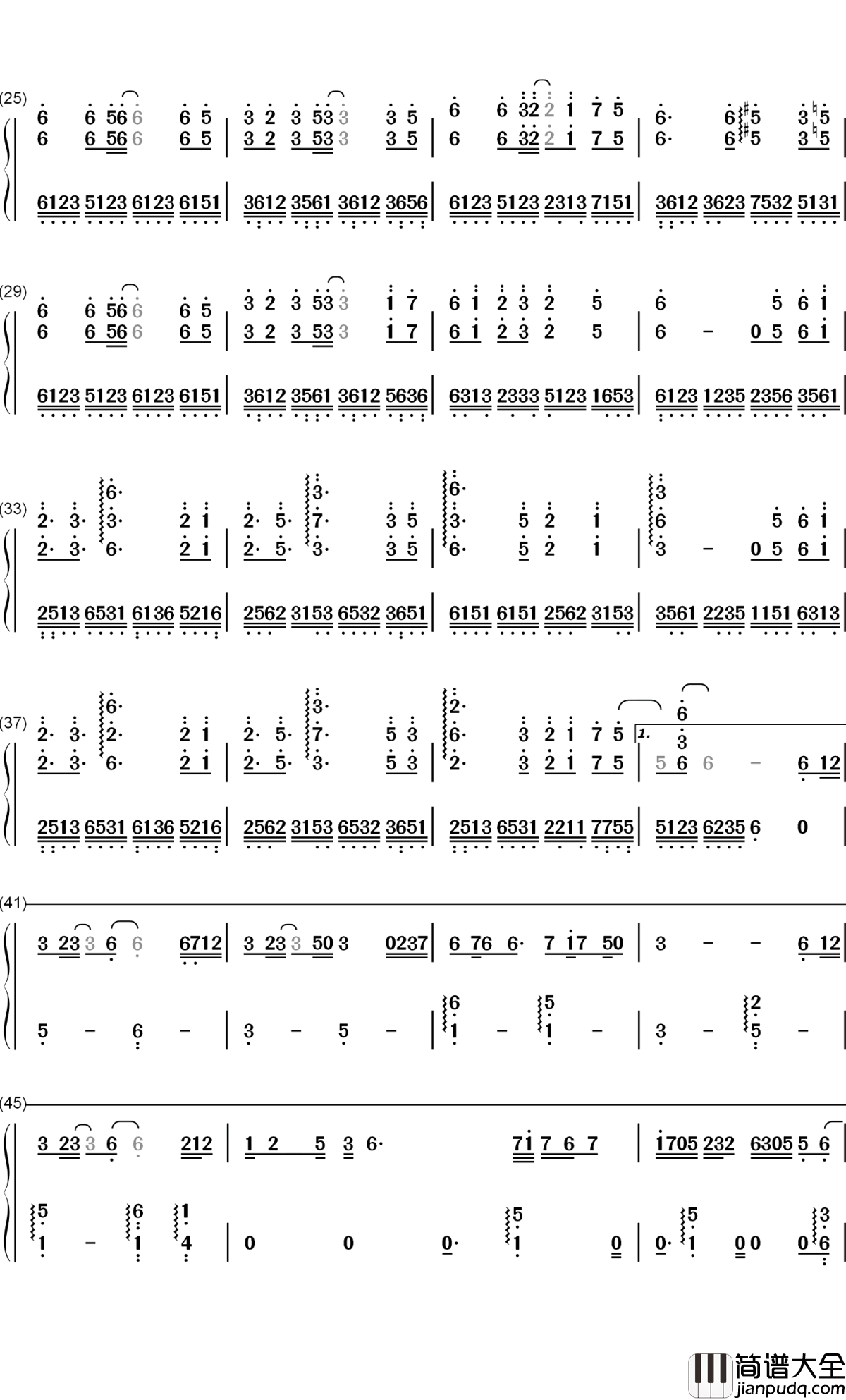 笔底知交钢琴简谱_数字双手_KBShinya_哦漏