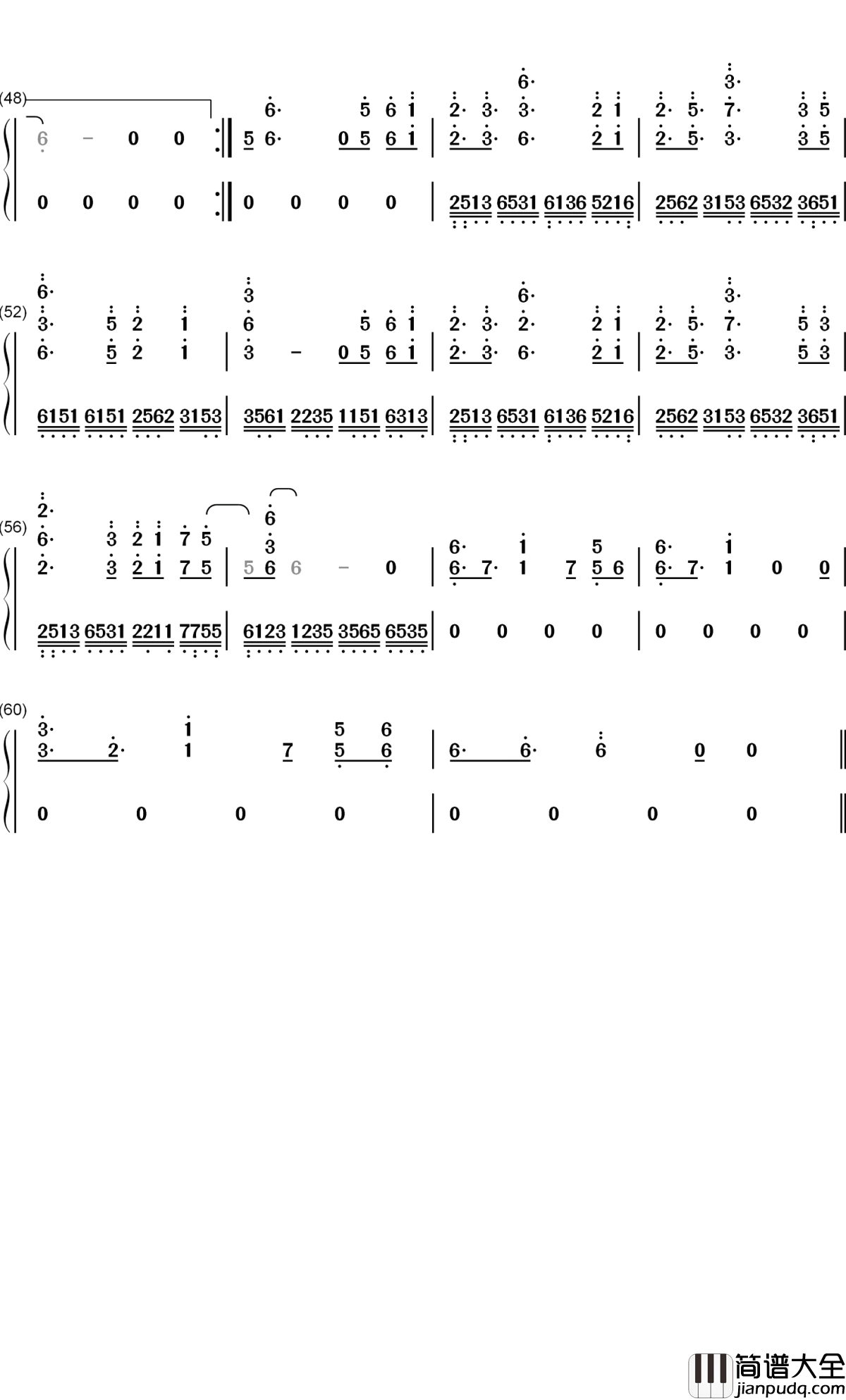 笔底知交钢琴简谱_数字双手_KBShinya_哦漏