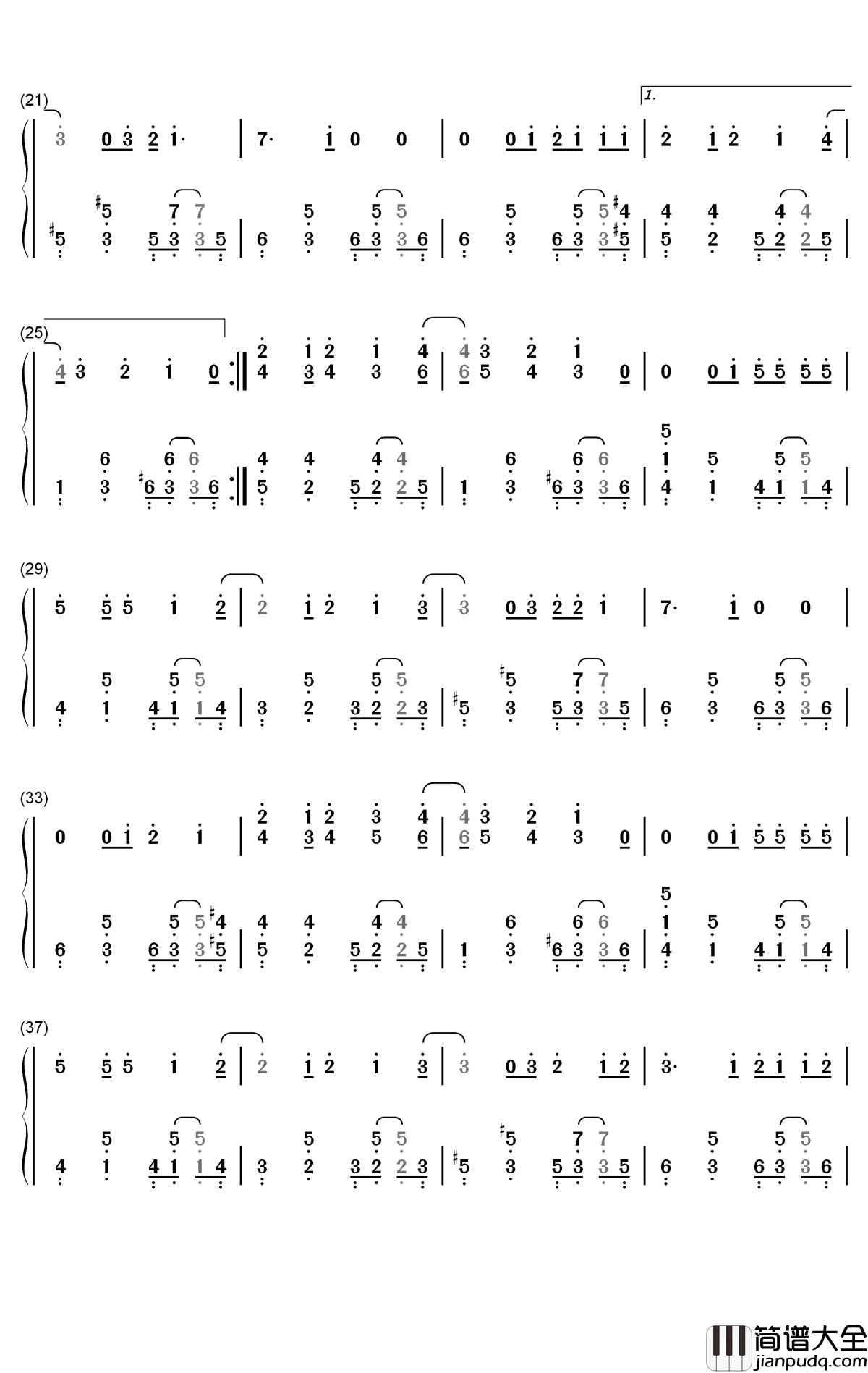 Omae_Wa_Mou钢琴简谱_数字双手_deadman_死人