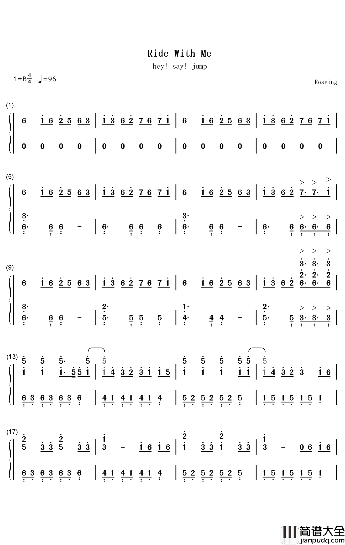 Ride_with_Me钢琴简谱_数字双手_Hey!_Say!_JUMP