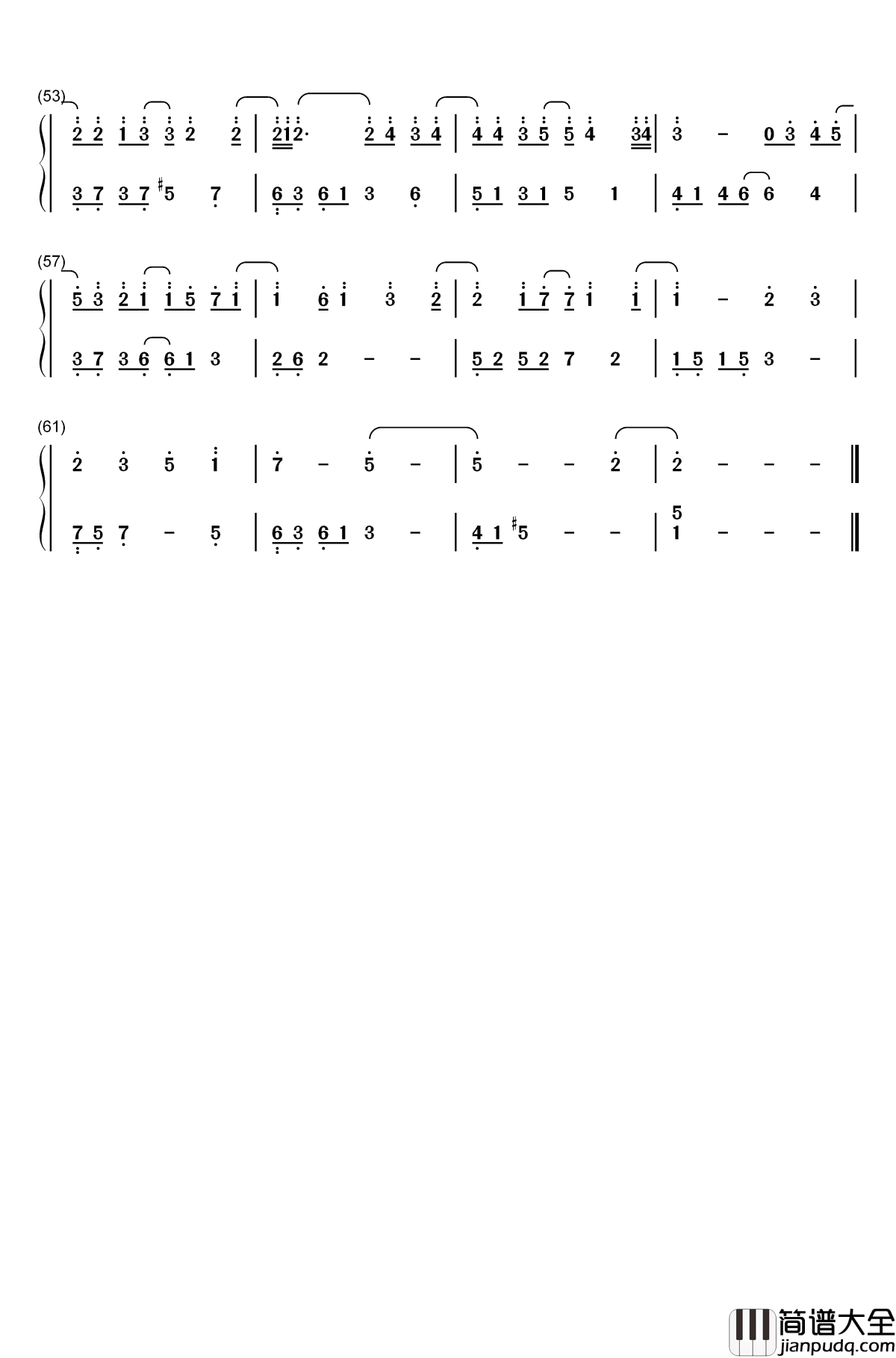 别勉强钢琴简谱_数字双手_邓紫棋/周兴哲