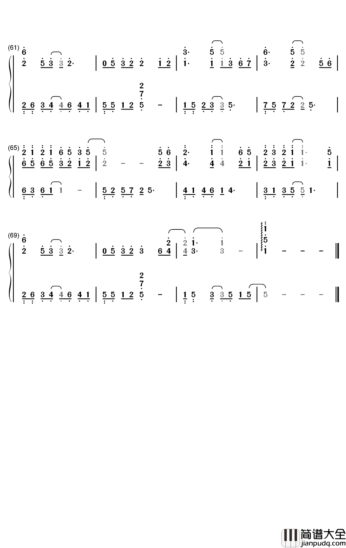 烟雨行舟钢琴简谱_数字双手_伦桑