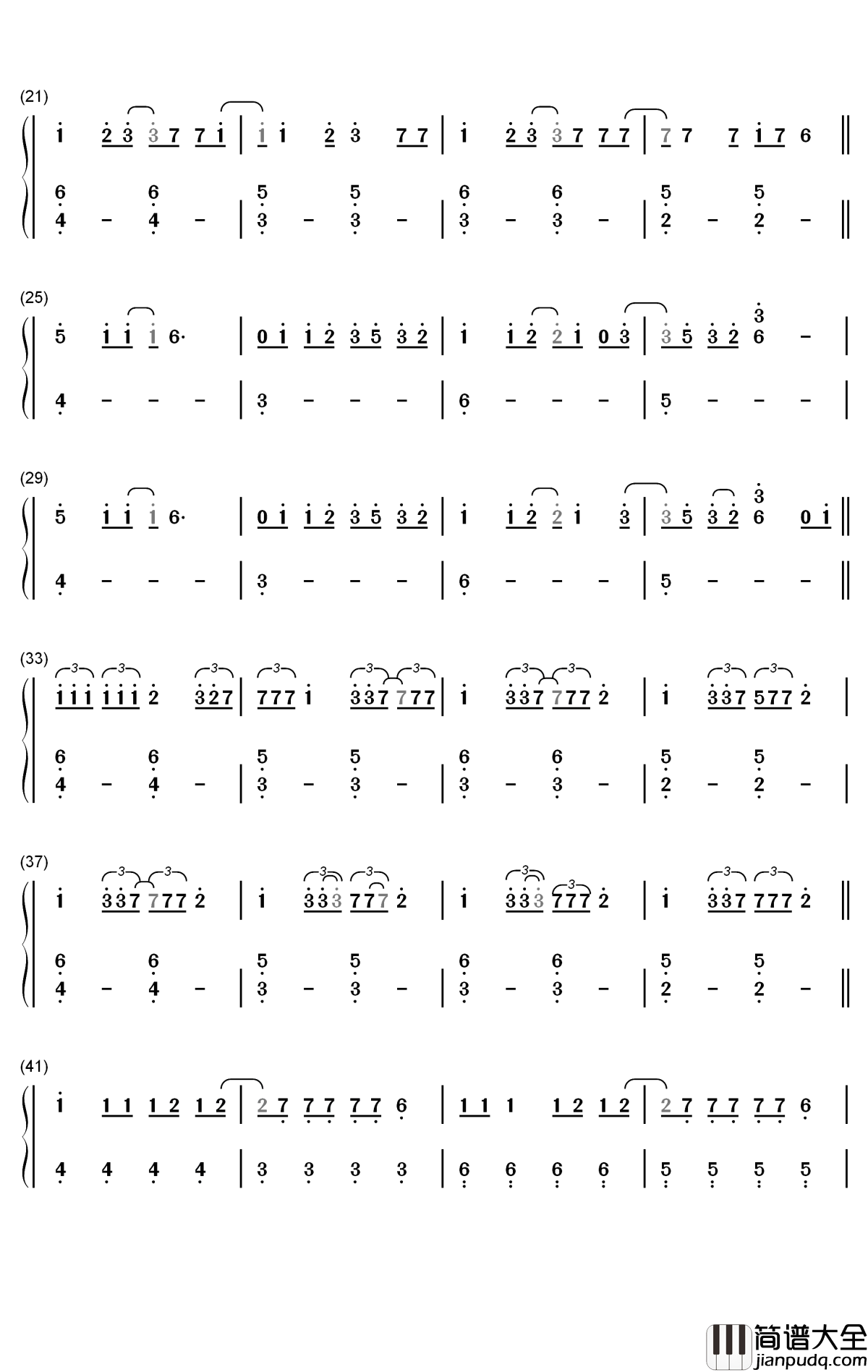 Falling钢琴简谱_数字双手_Trevor_Daniel