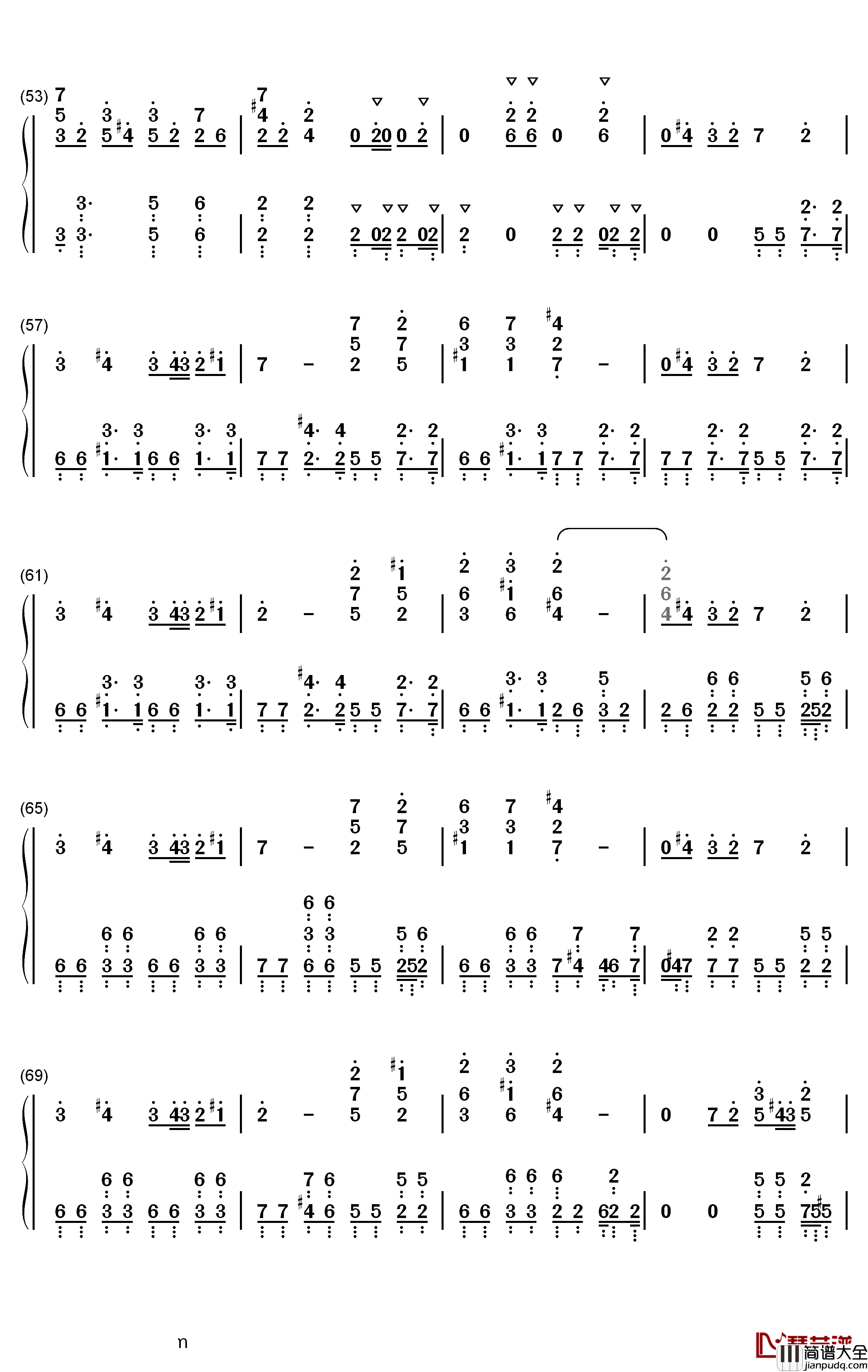 パプリカ钢琴简谱_数字双手_Foorin