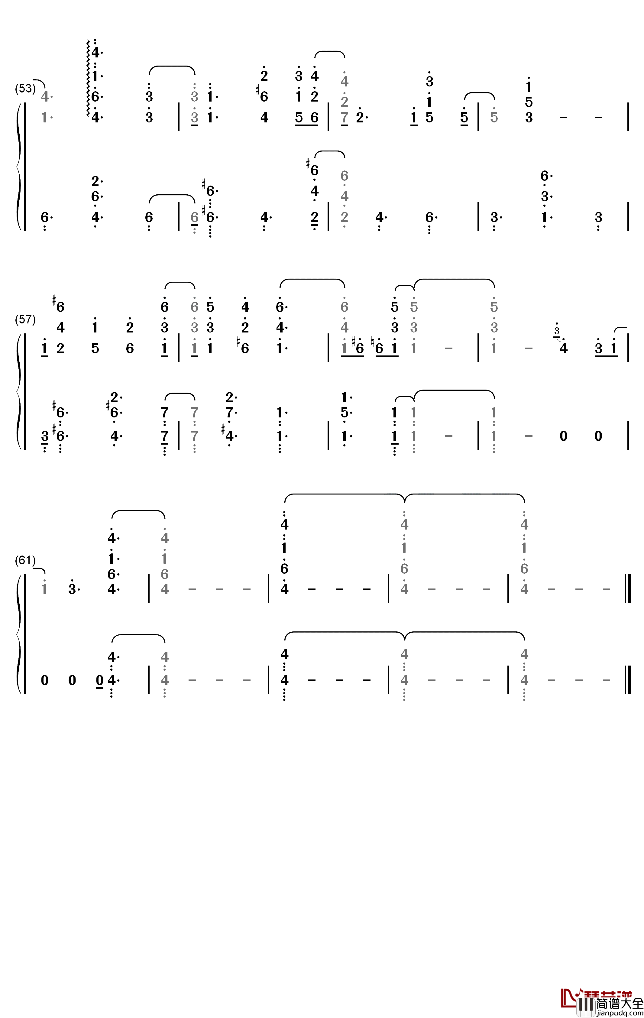 髪飾りの天使钢琴简谱_数字双手_中岛爱