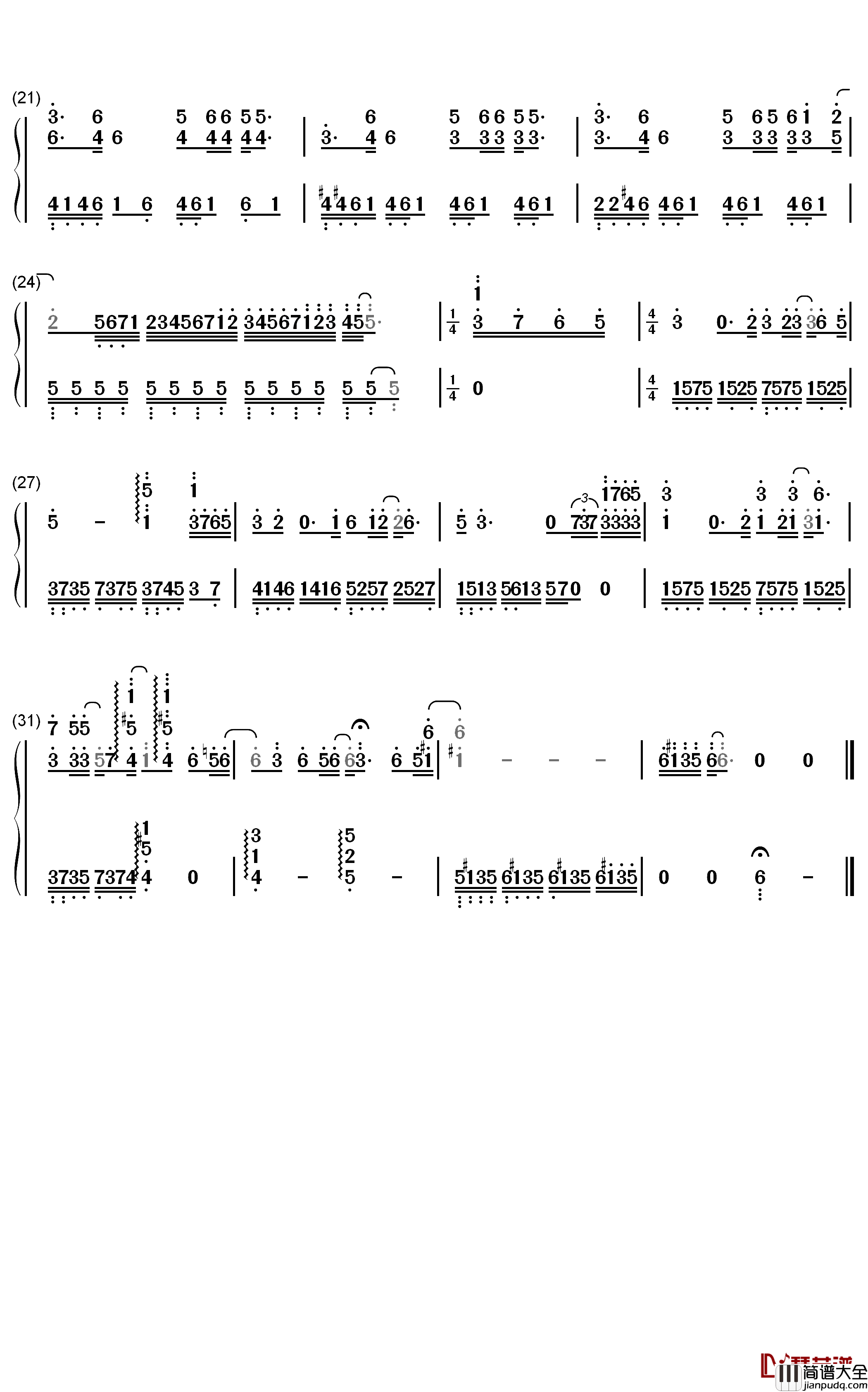风一样的我钢琴简谱_数字双手_叶炫清