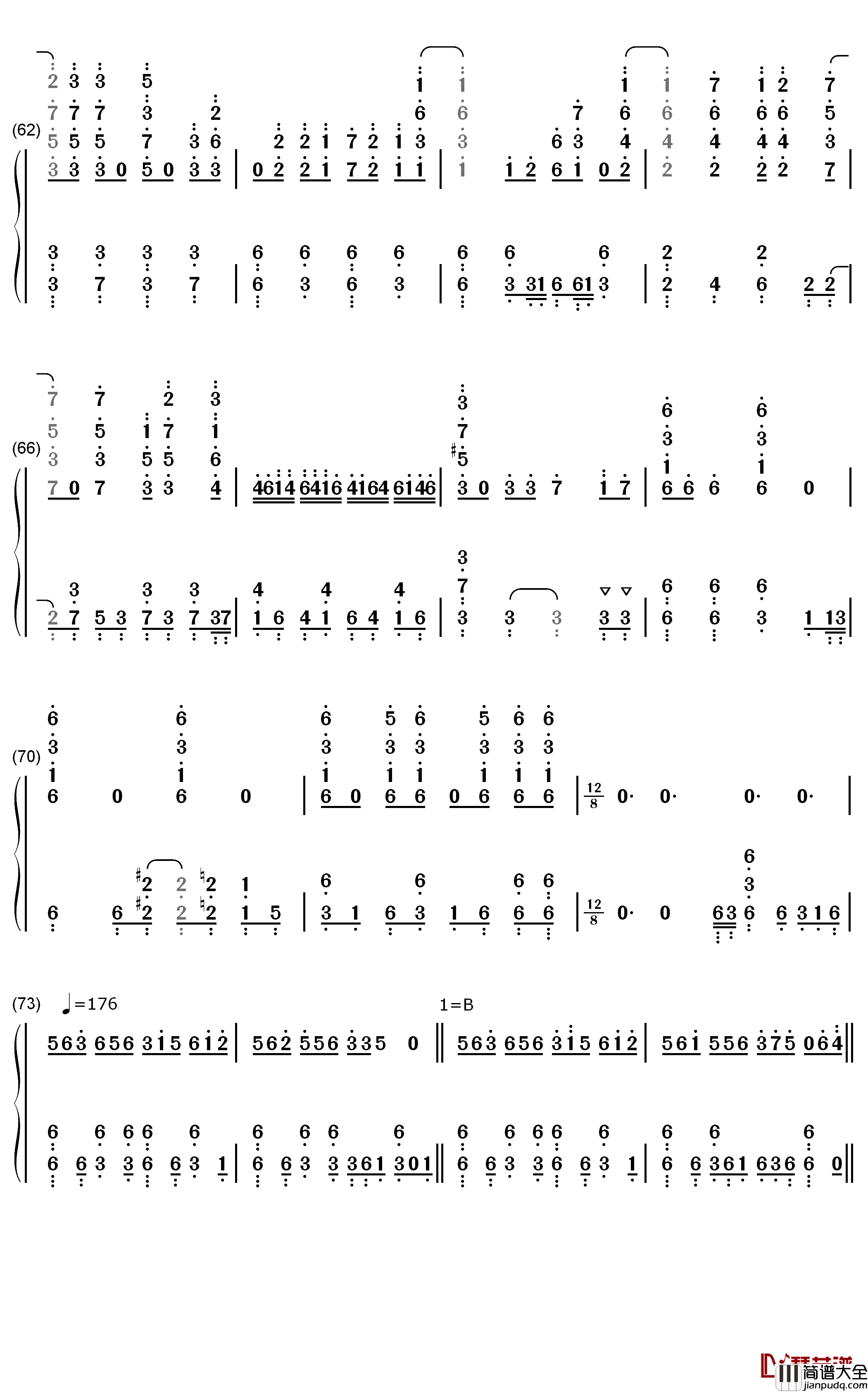 graphite_diamond钢琴简谱_数字双手_May'n