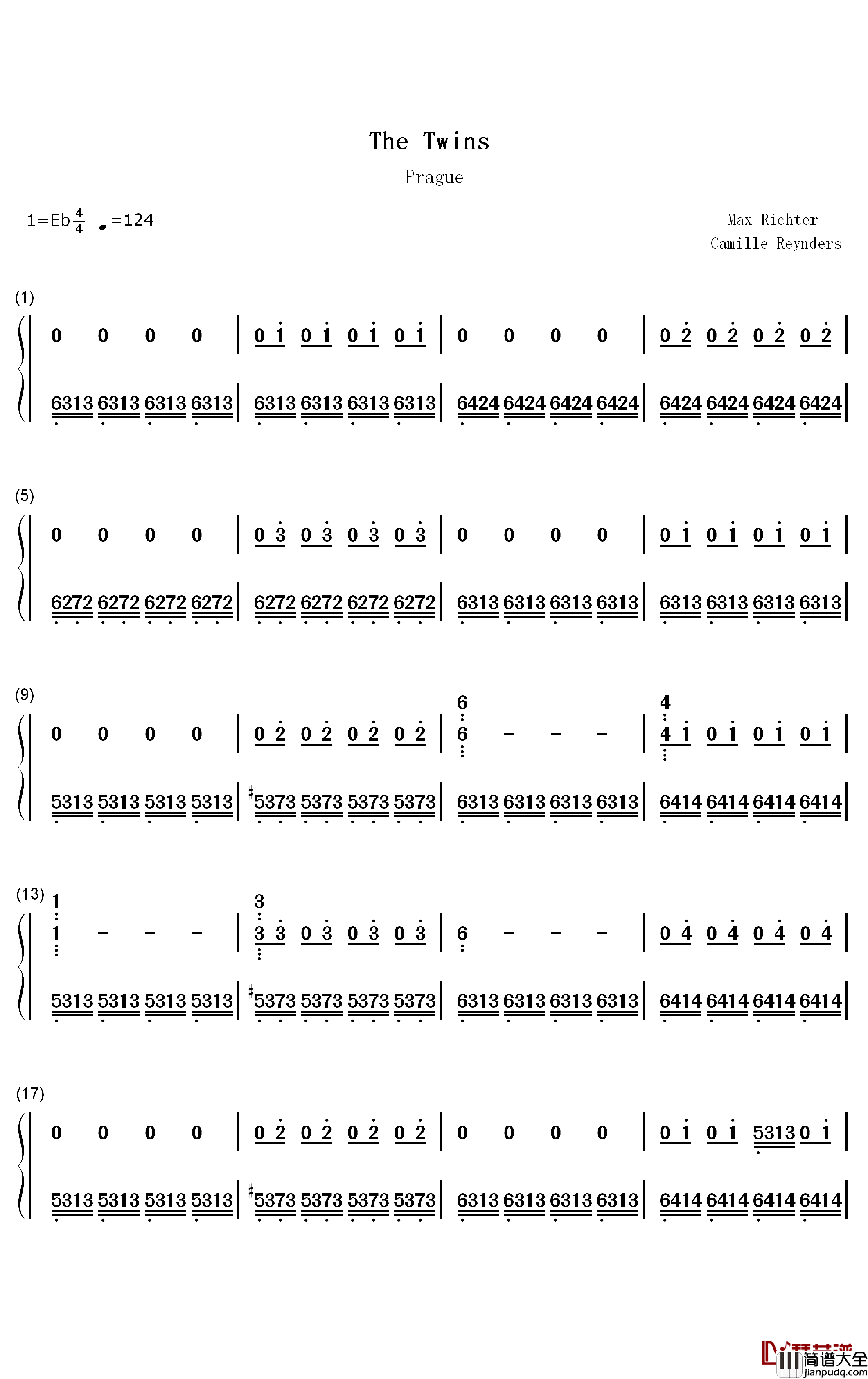 The_Twins钢琴简谱_数字双手_Max_Richter