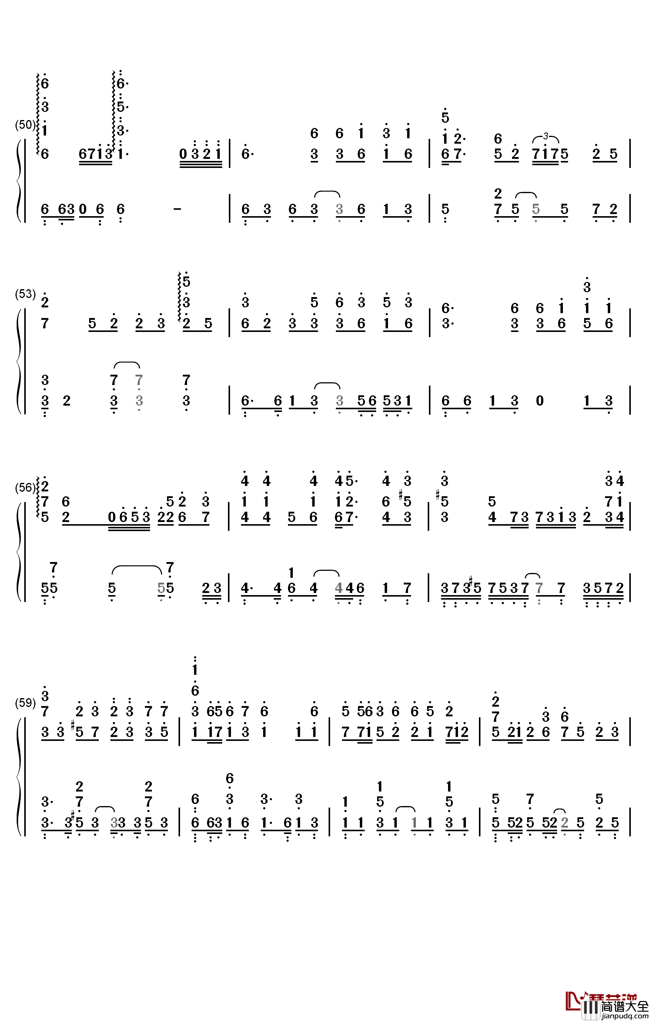 一生与你擦肩而过钢琴简谱_数字双手_阿悠悠