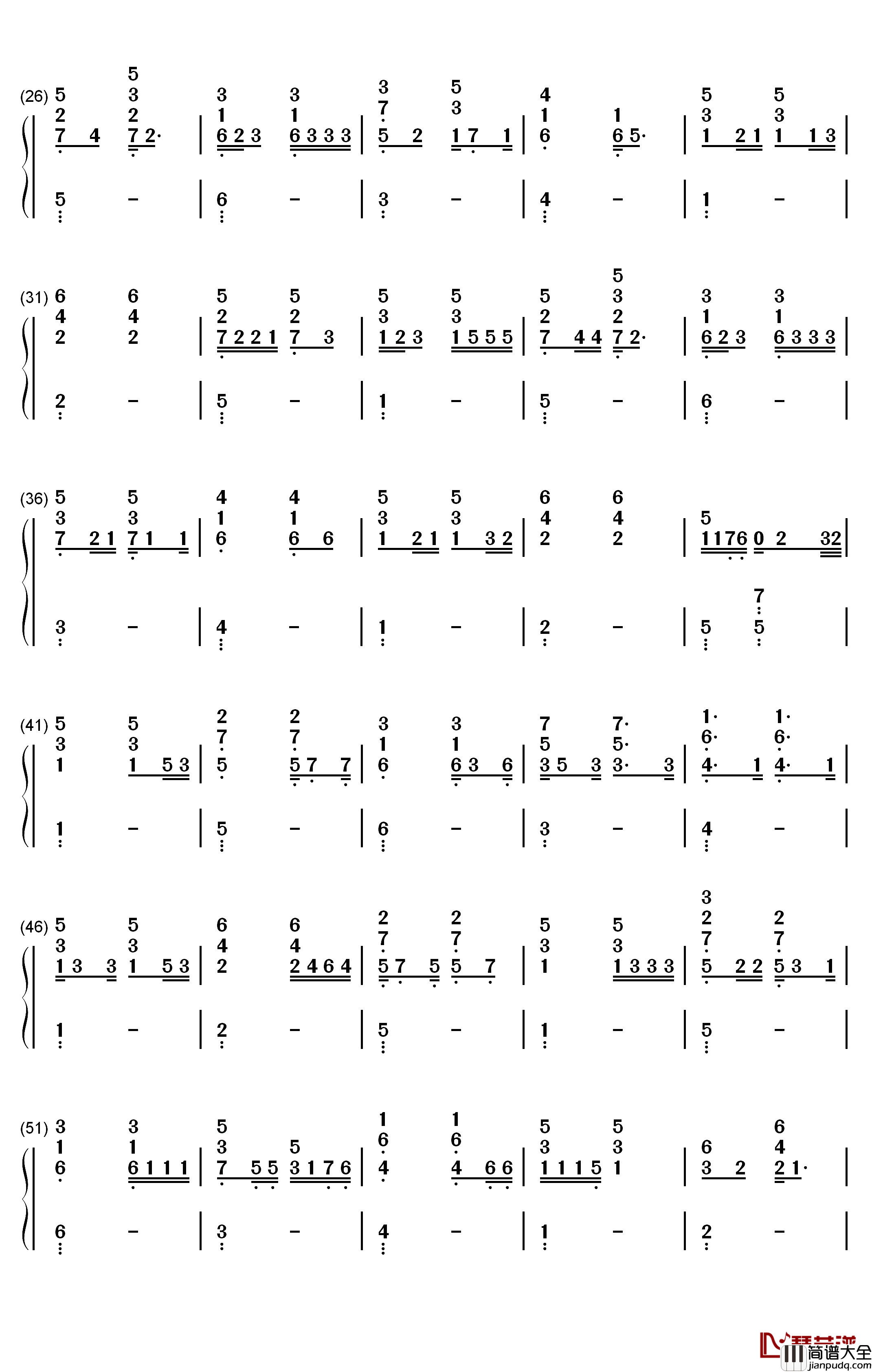 清新的小女孩钢琴简谱_数字双手_思安贵