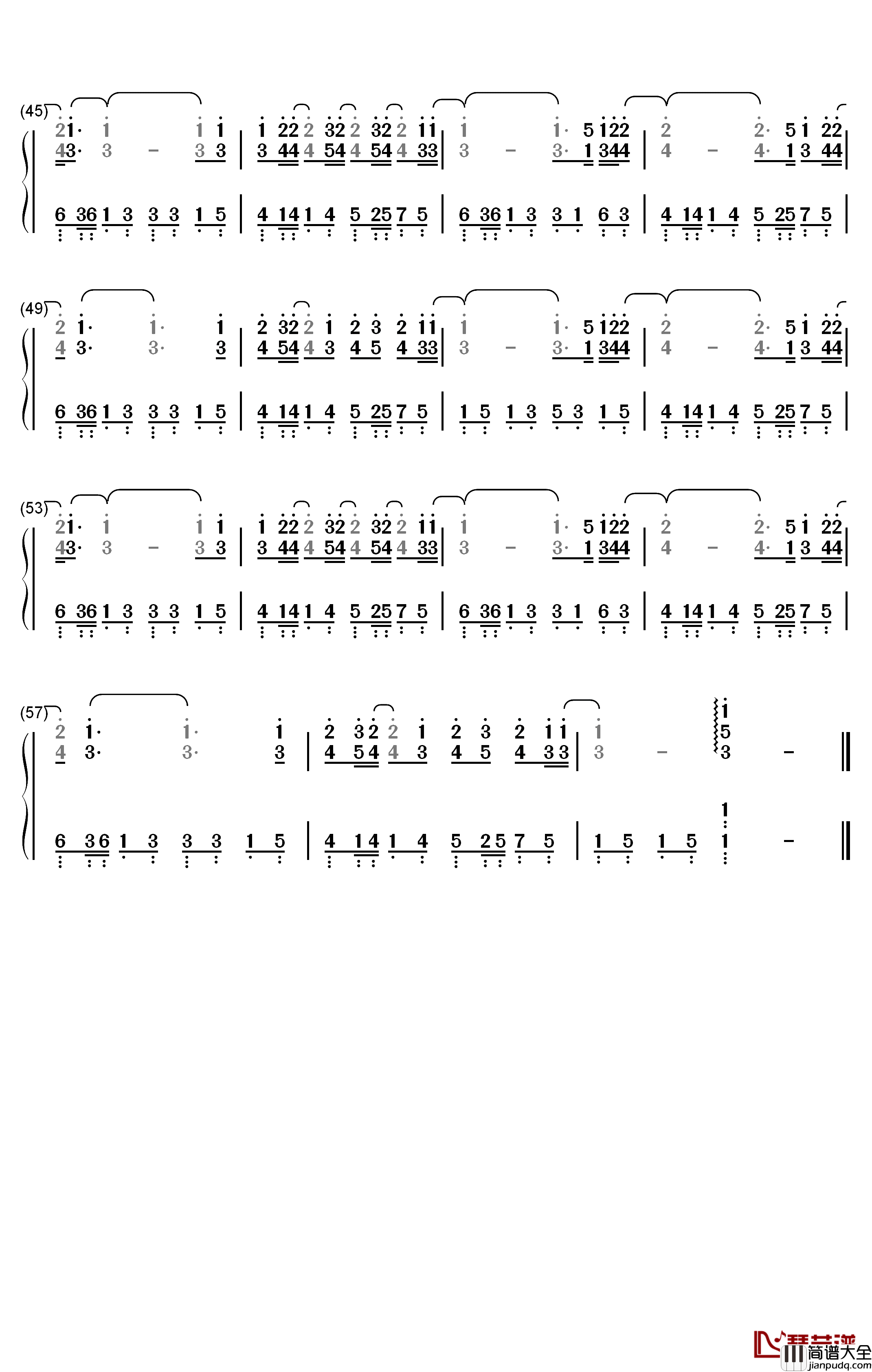 一颗星的夜钢琴简谱_数字双手_尤长靖