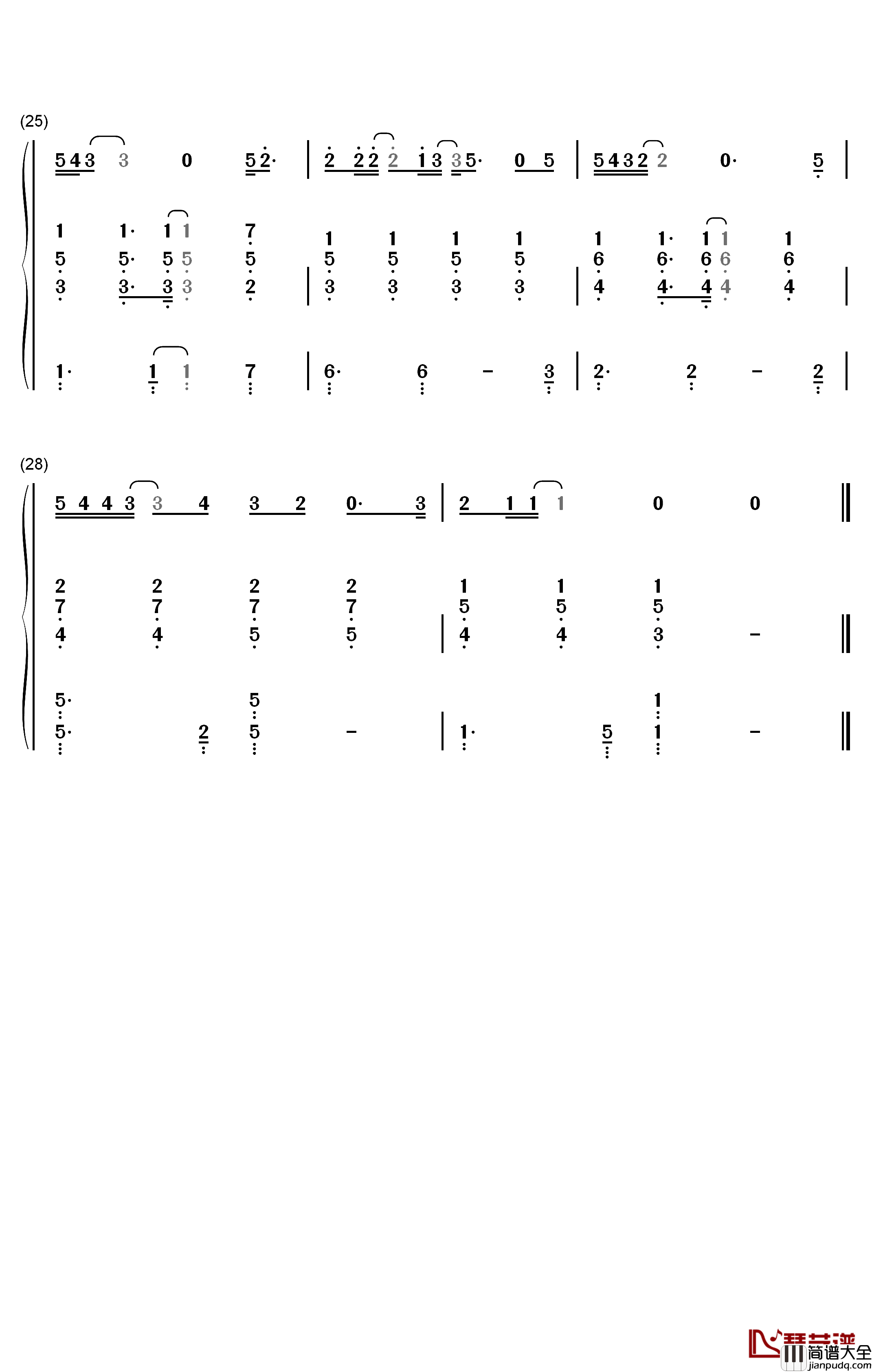下坠钢琴简谱_数字双手_汪峰