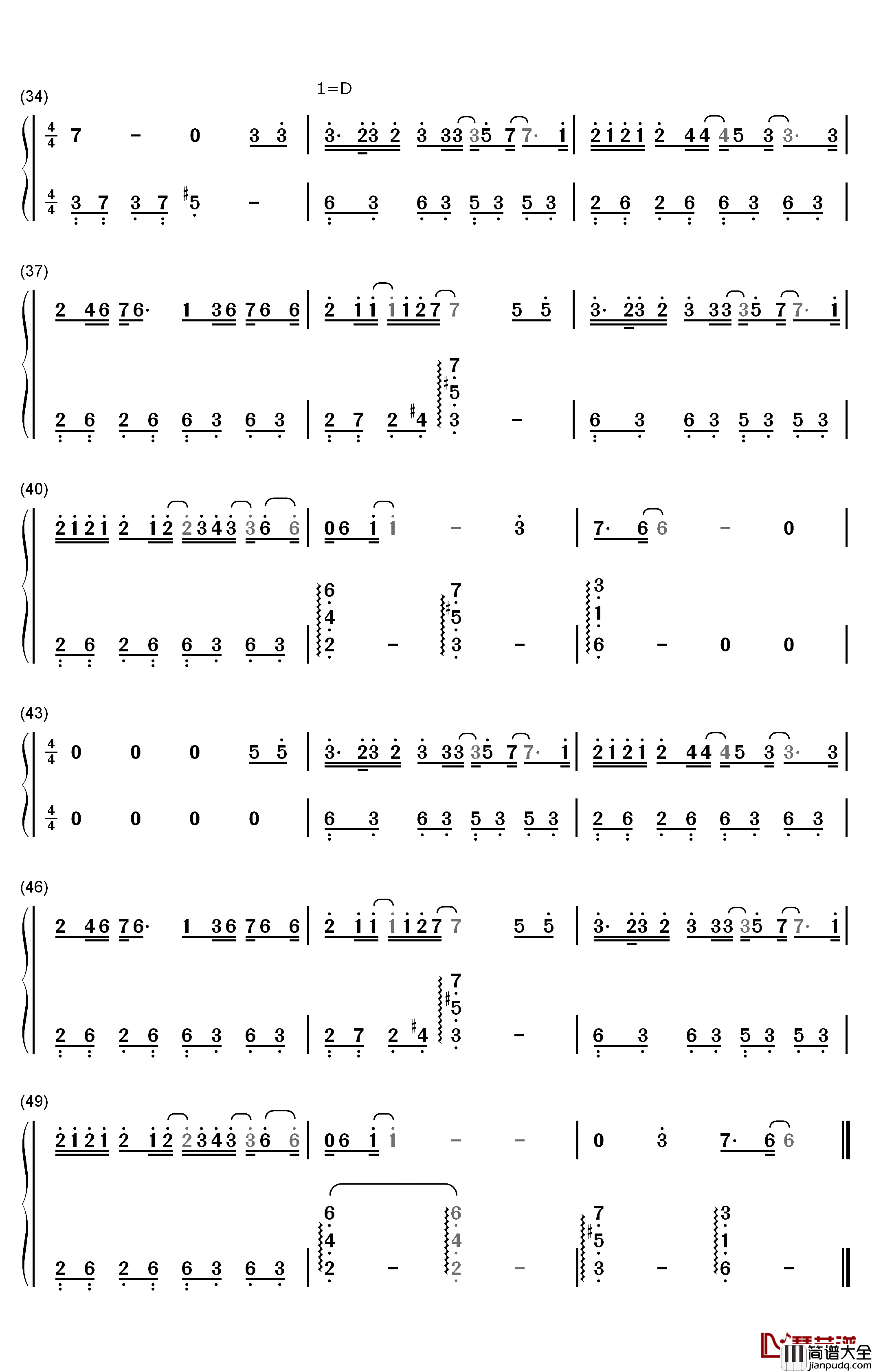 病态钢琴简谱_数字双手_薛之谦