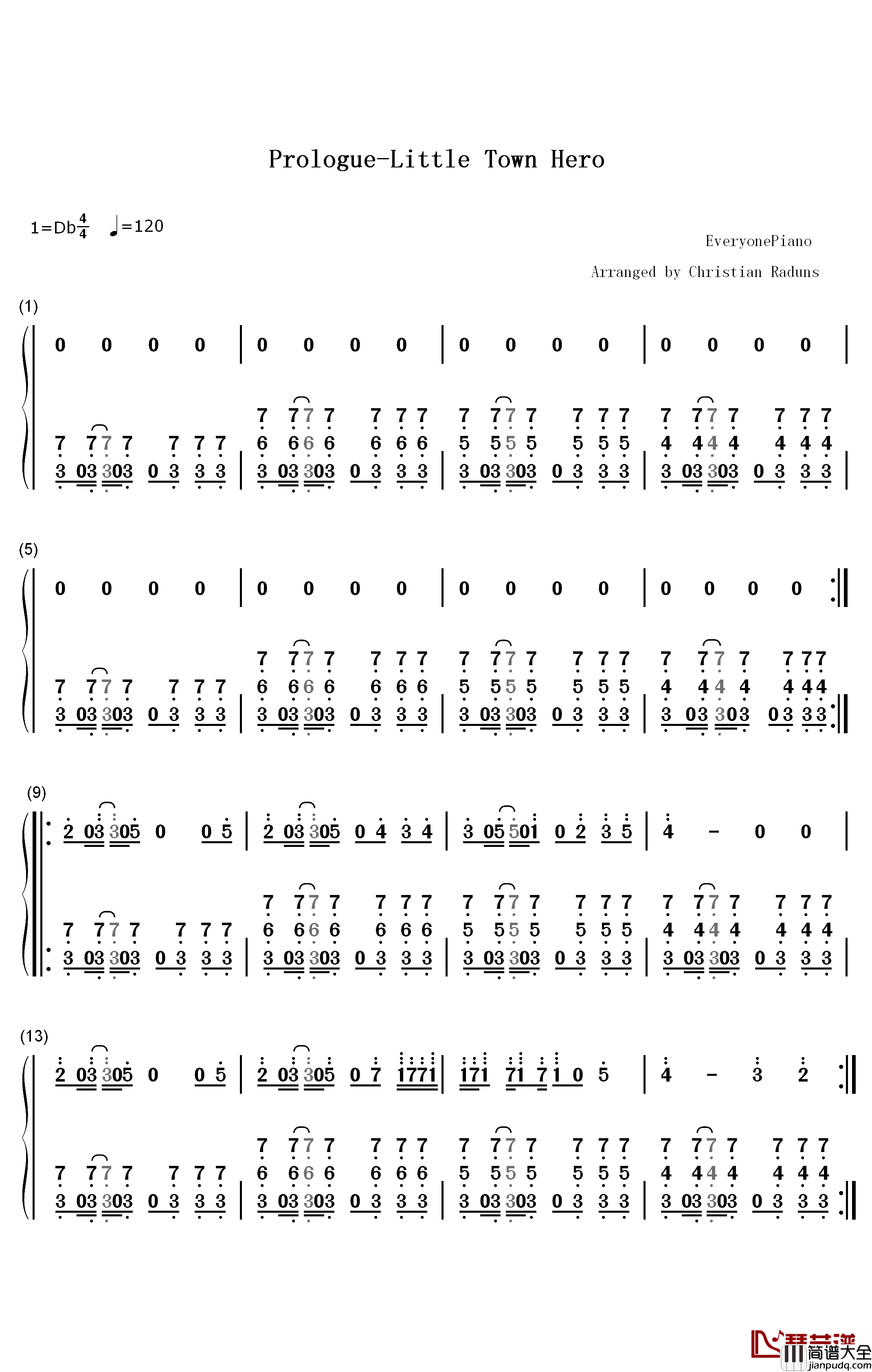 Prologue钢琴简谱_数字双手_Toby_Fox