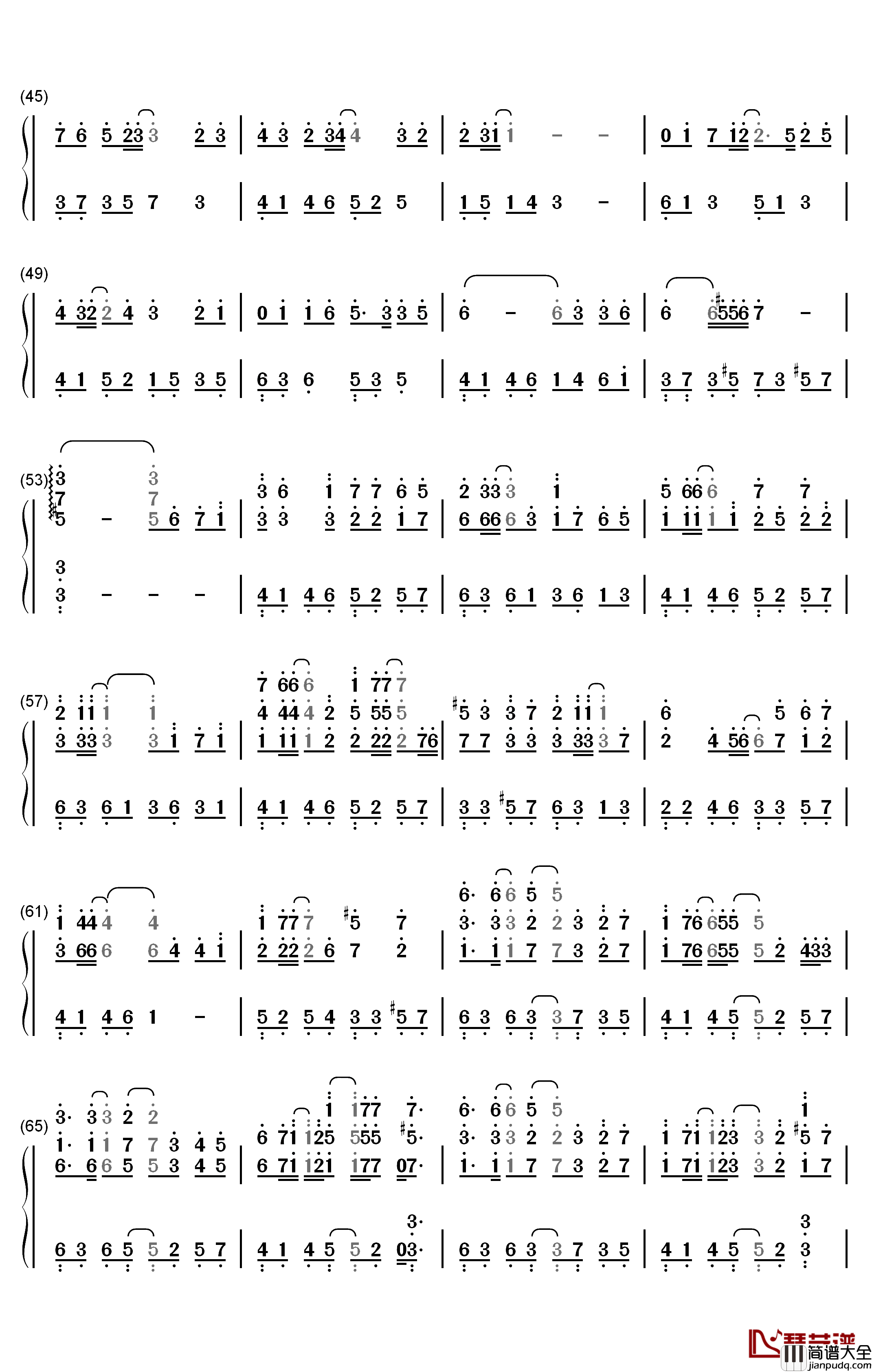 吹梦到西洲钢琴简谱_数字双手_黄诗扶_妖扬