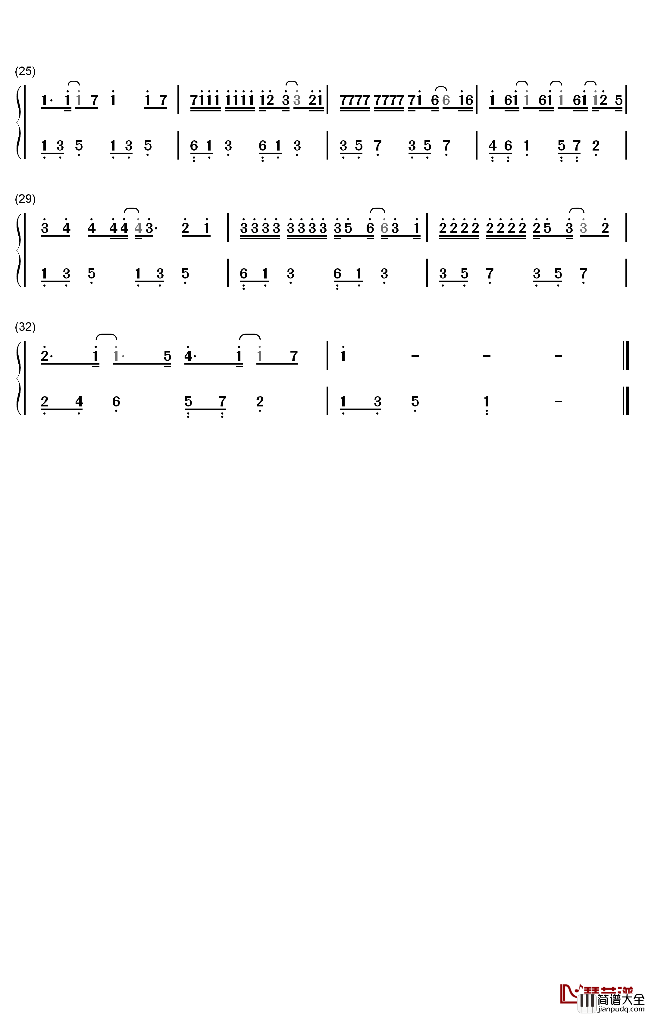 嚣张钢琴简谱_数字双手_en