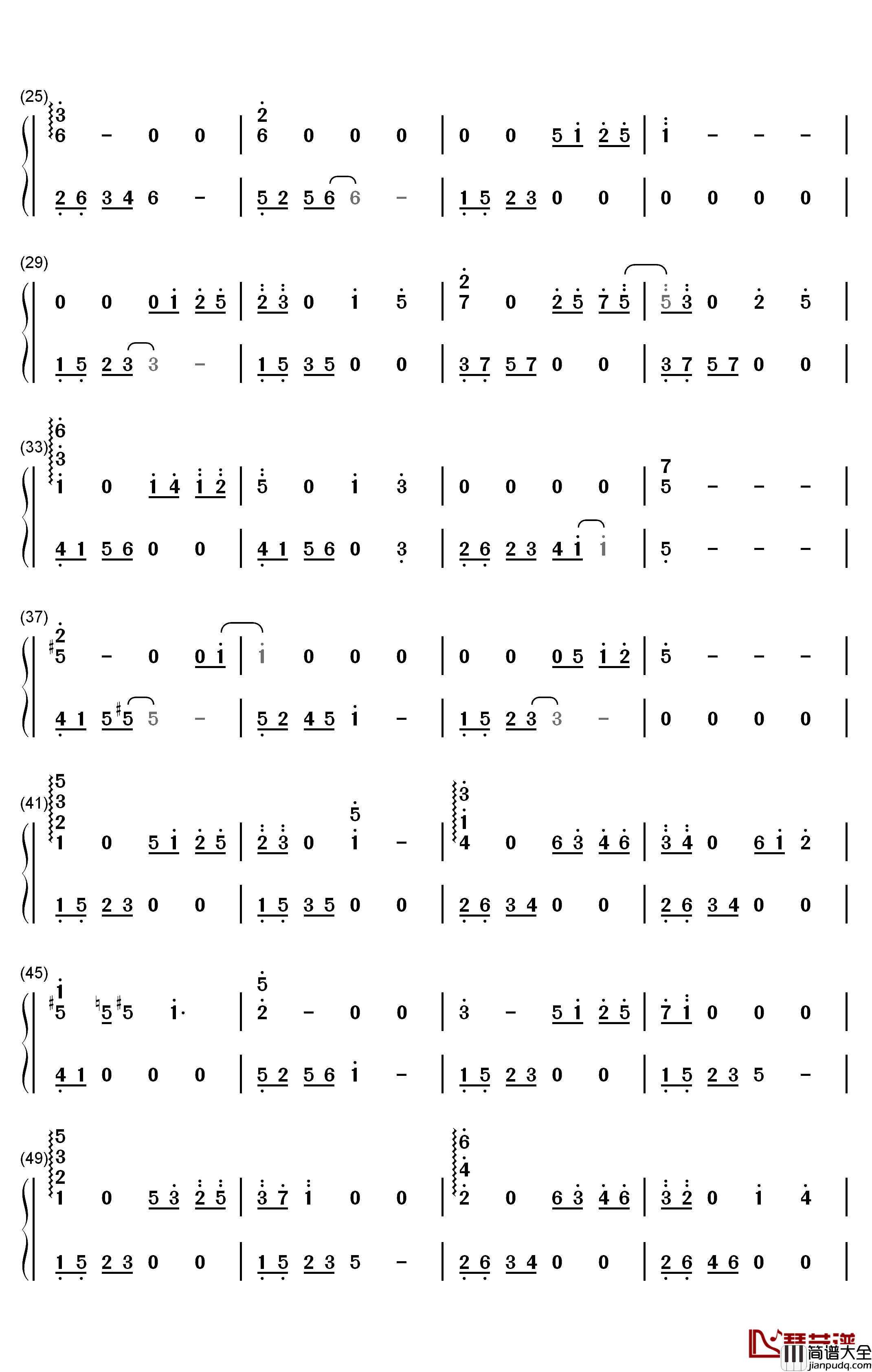 我在这里钢琴简谱_数字双手_张杰