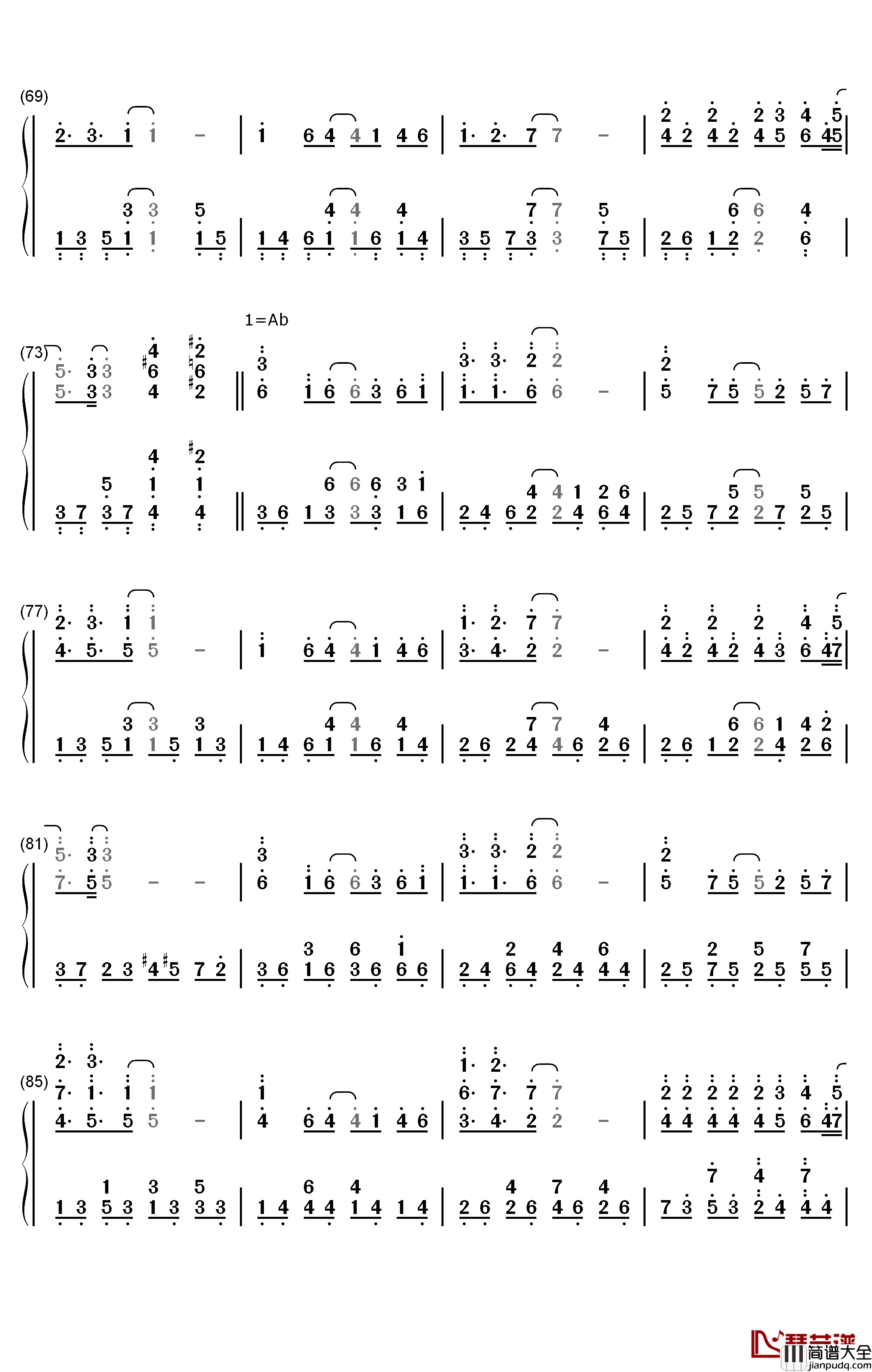 小可爱钢琴简谱_数字双手_爱朵女孩