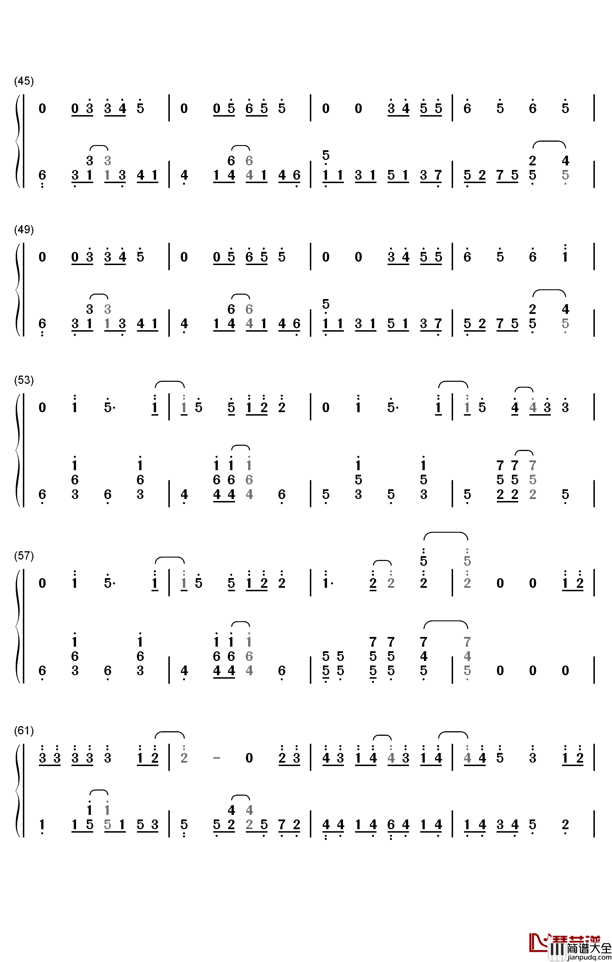 我的朋友钢琴简谱_数字双手_TFBOYS