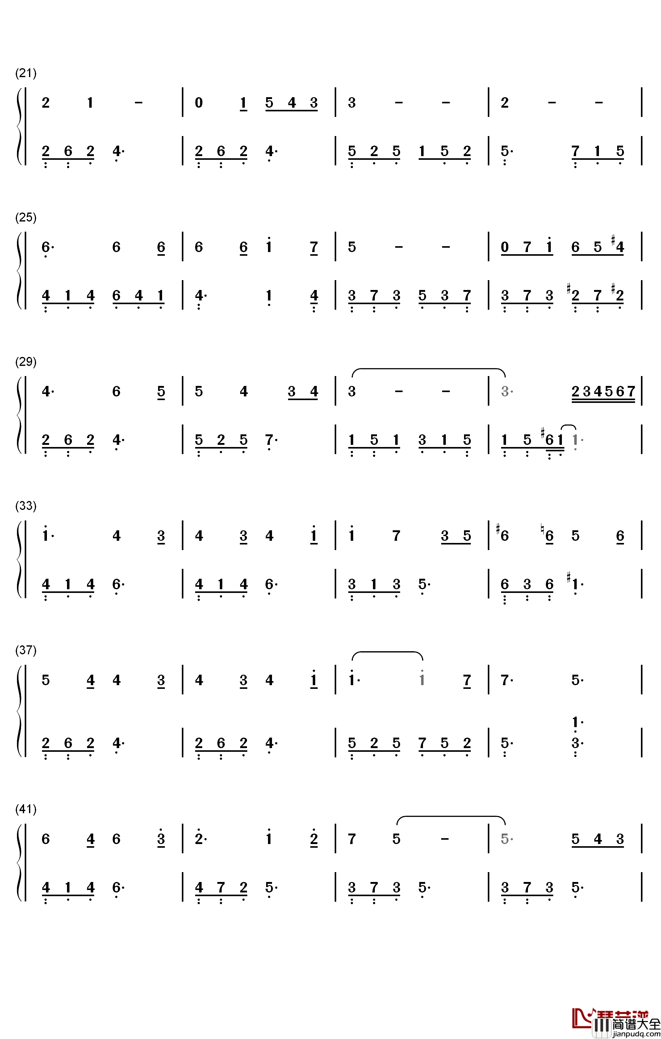 颠倒钢琴简谱_数字双手_房东的猫