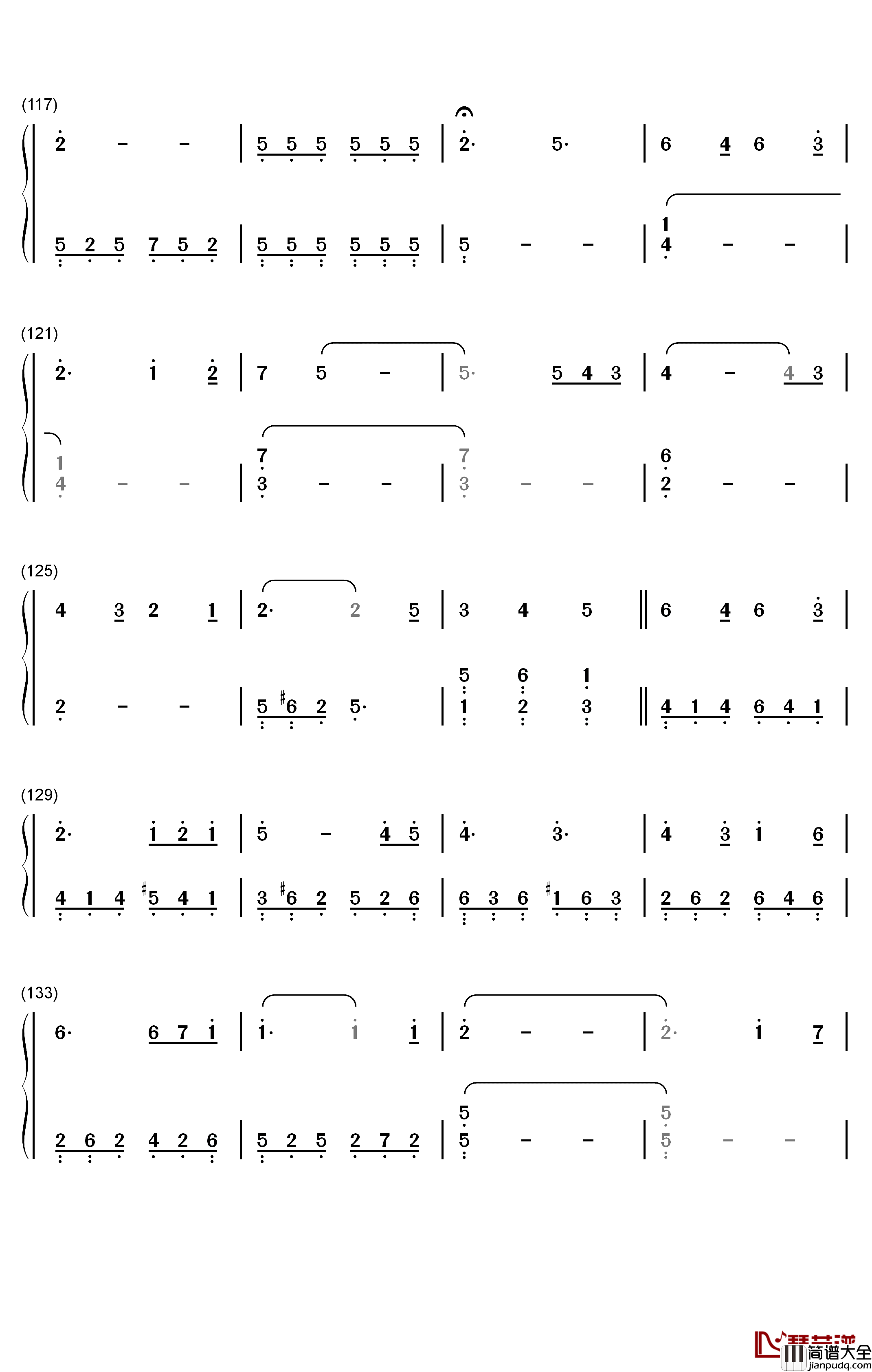 颠倒钢琴简谱_数字双手_房东的猫