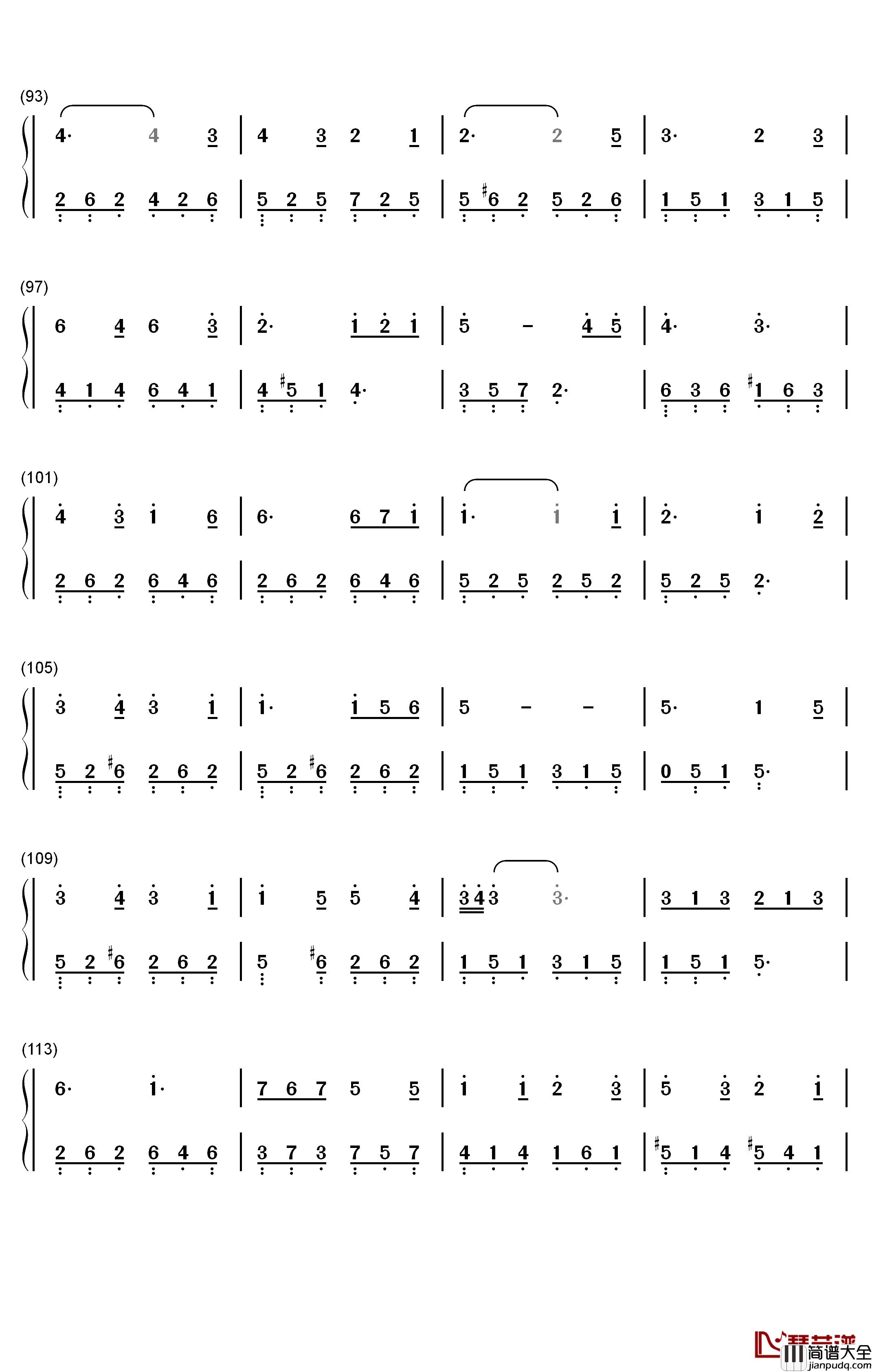 颠倒钢琴简谱_数字双手_房东的猫