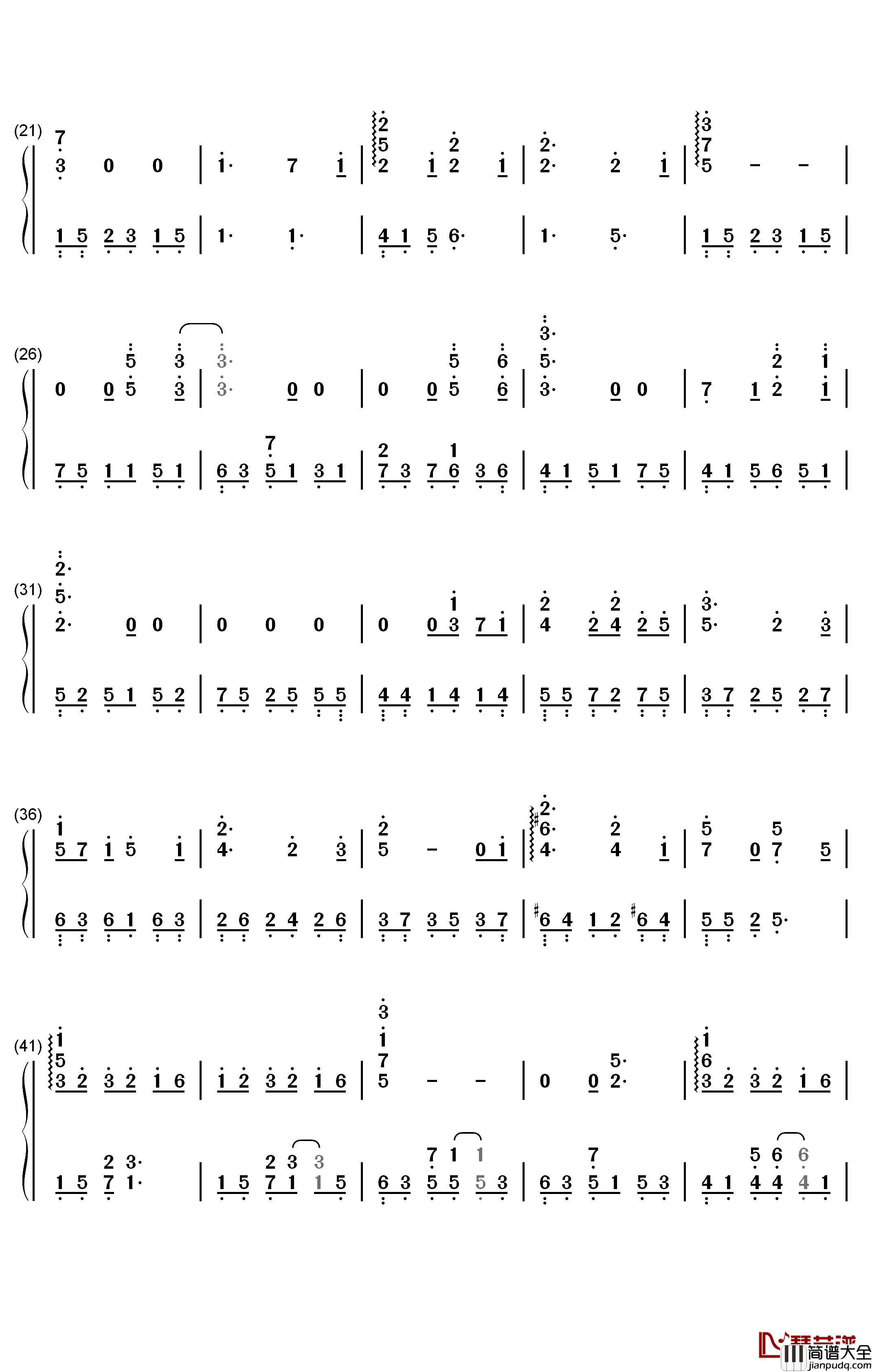 月球钢琴简谱_数字双手_银临