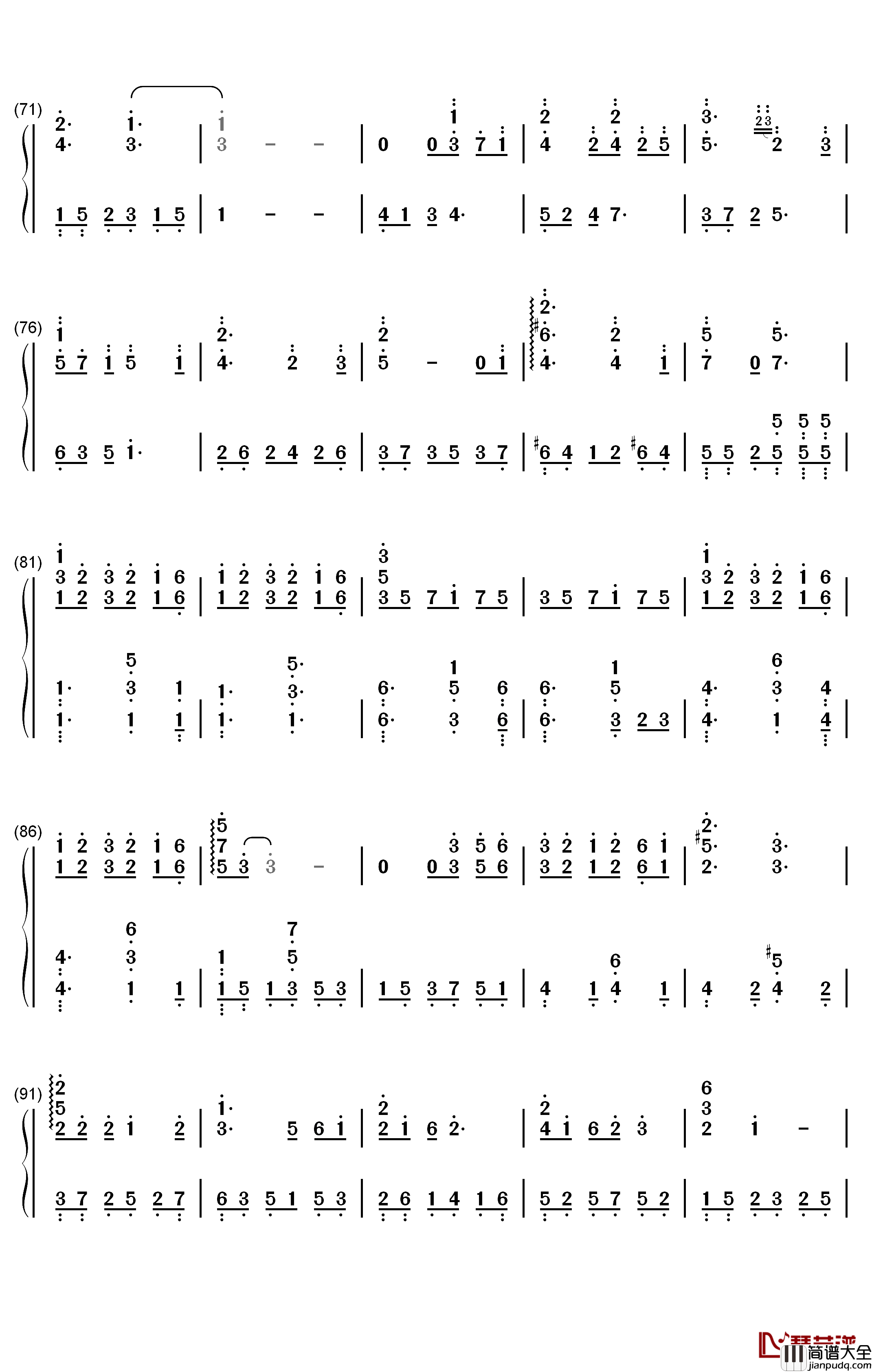 月球钢琴简谱_数字双手_银临