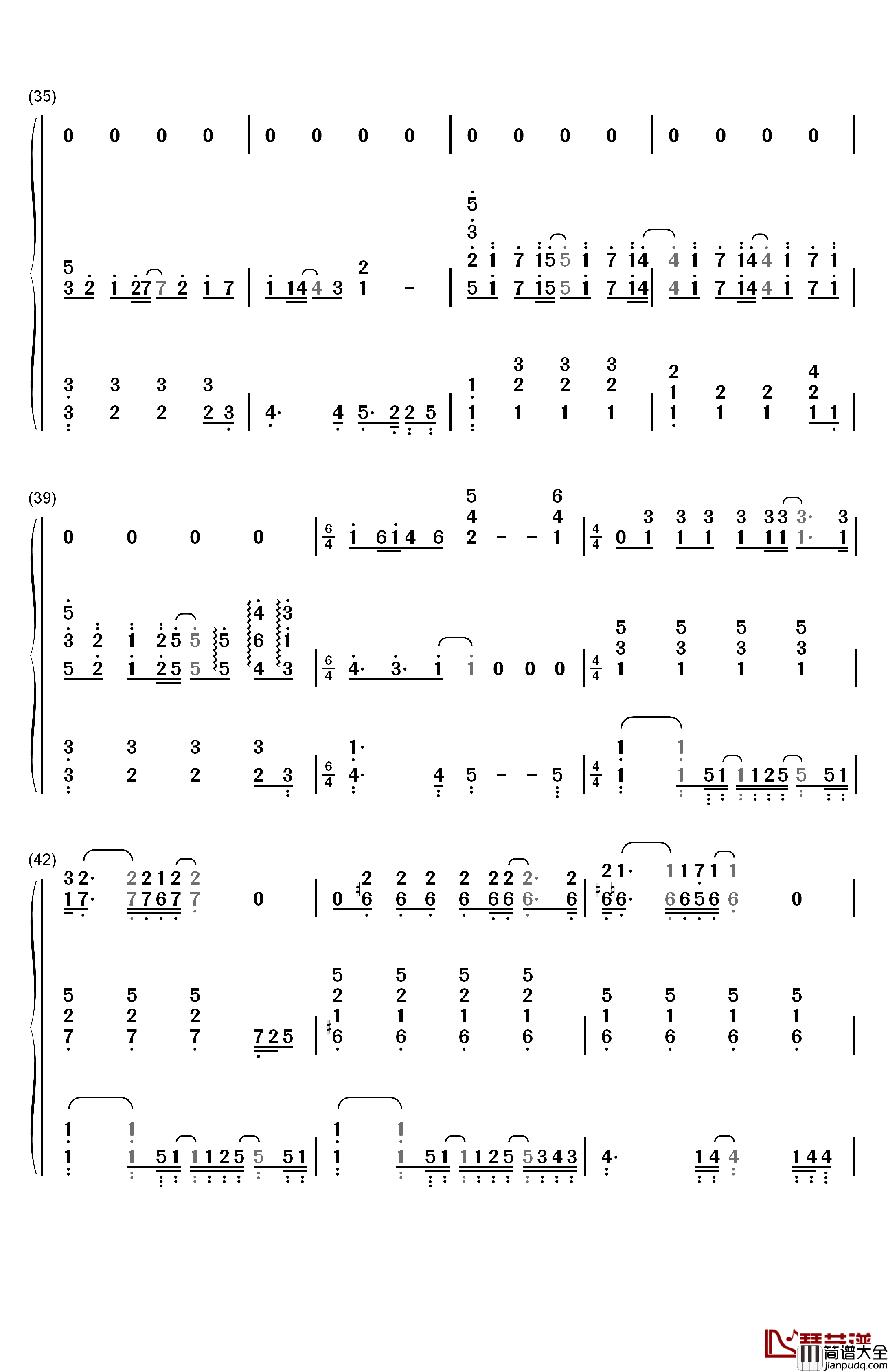 告诉我钢琴简谱_数字双手_陈绮贞