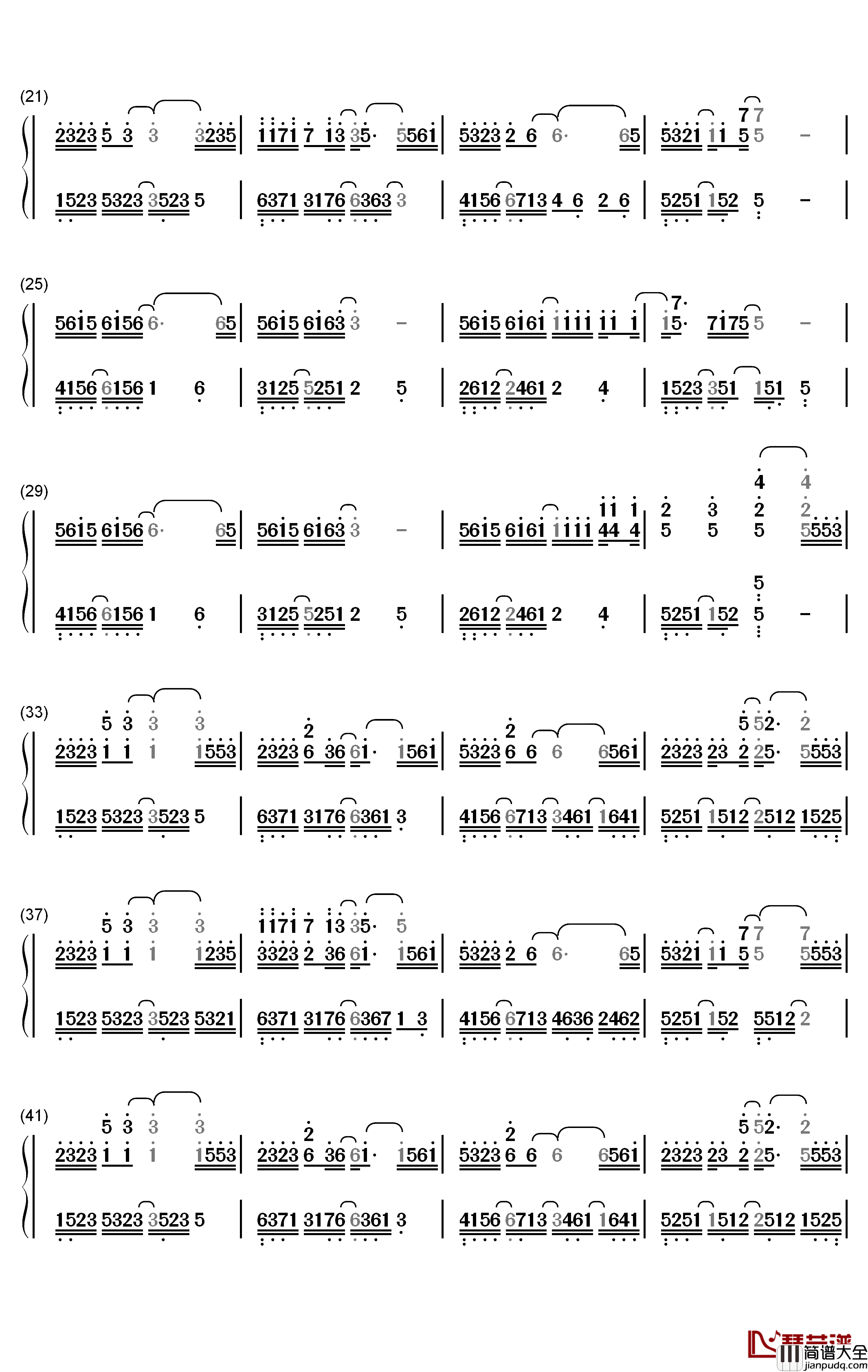 笑场钢琴简谱_数字双手_薛之谦