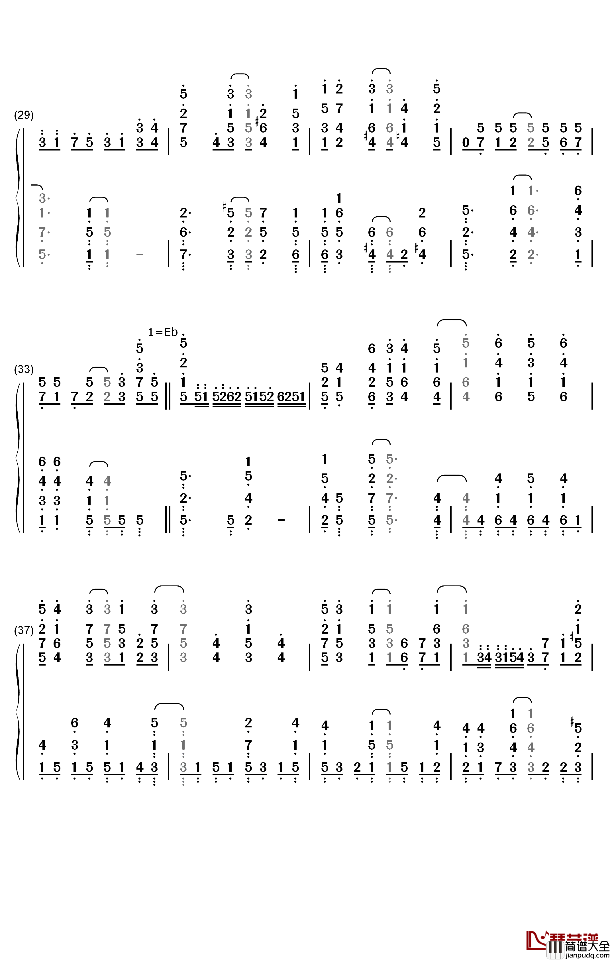 町かどタンジェント钢琴简谱_数字双手_小原好美_鬼头明里