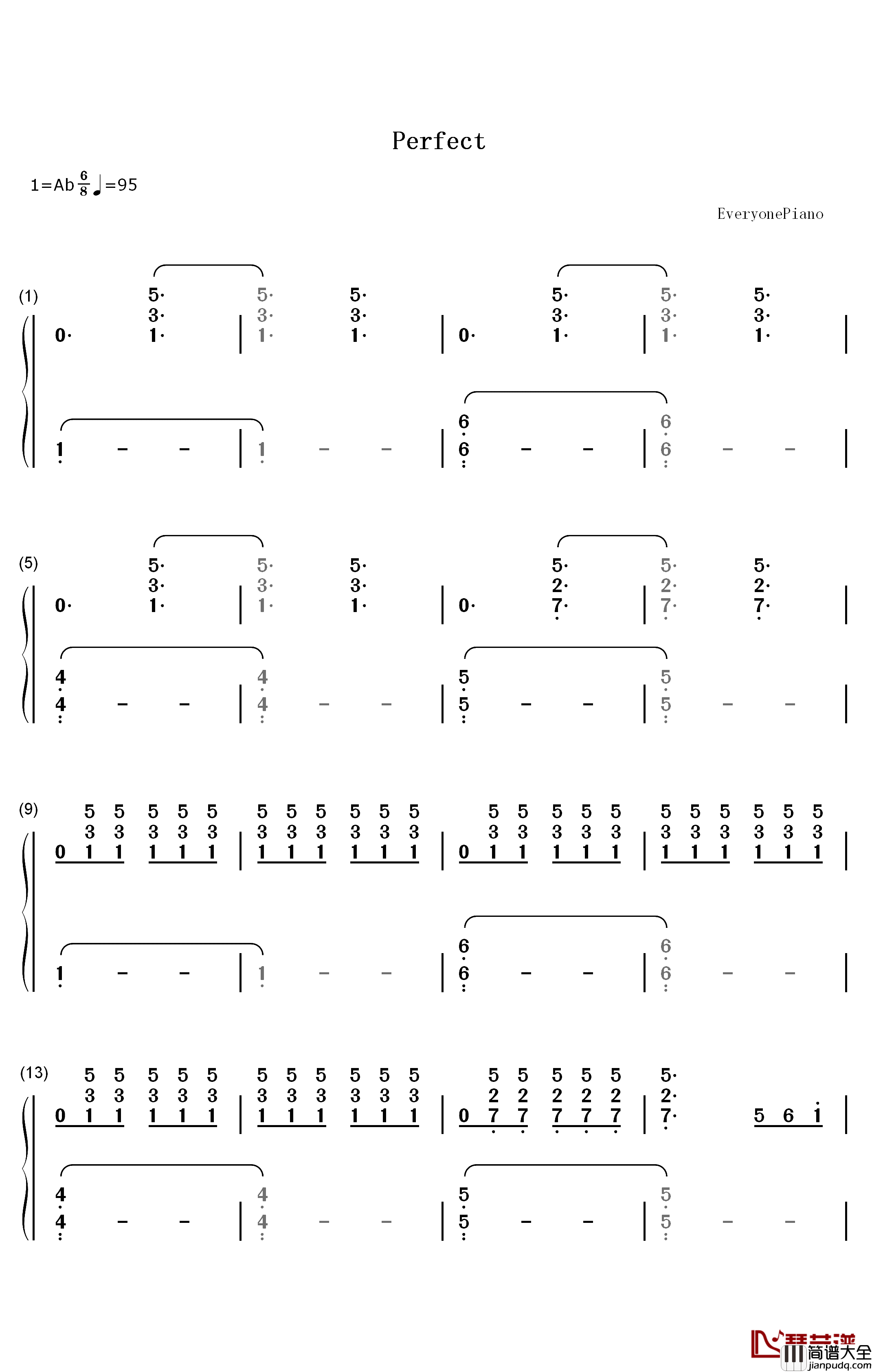Perfect钢琴简谱_数字双手_Ed_Sheeran