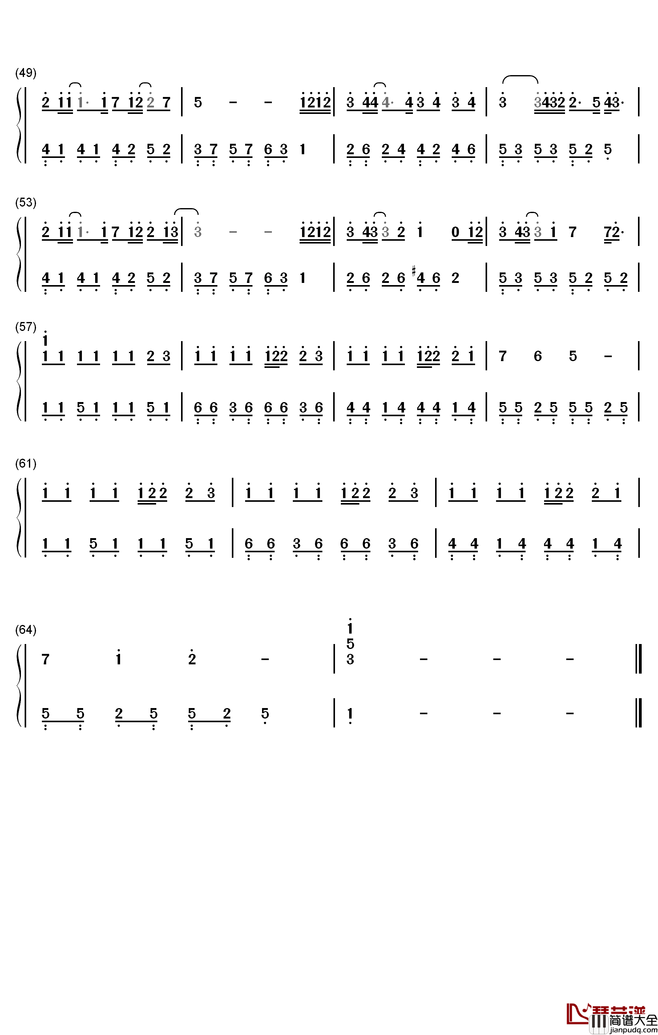 陷阱钢琴简谱_数字双手_王北车