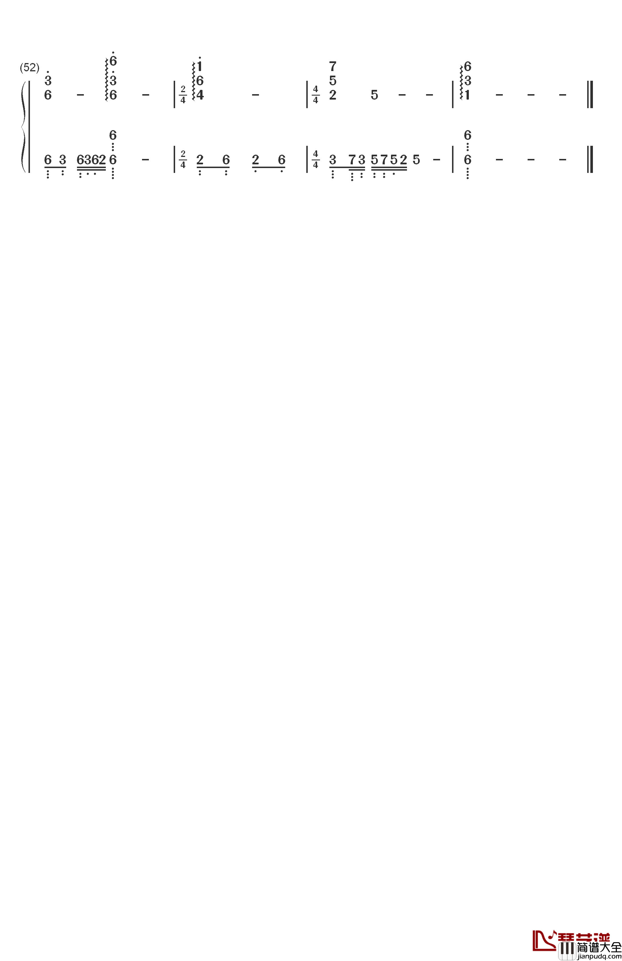 九万字钢琴简谱_数字双手_黄诗扶