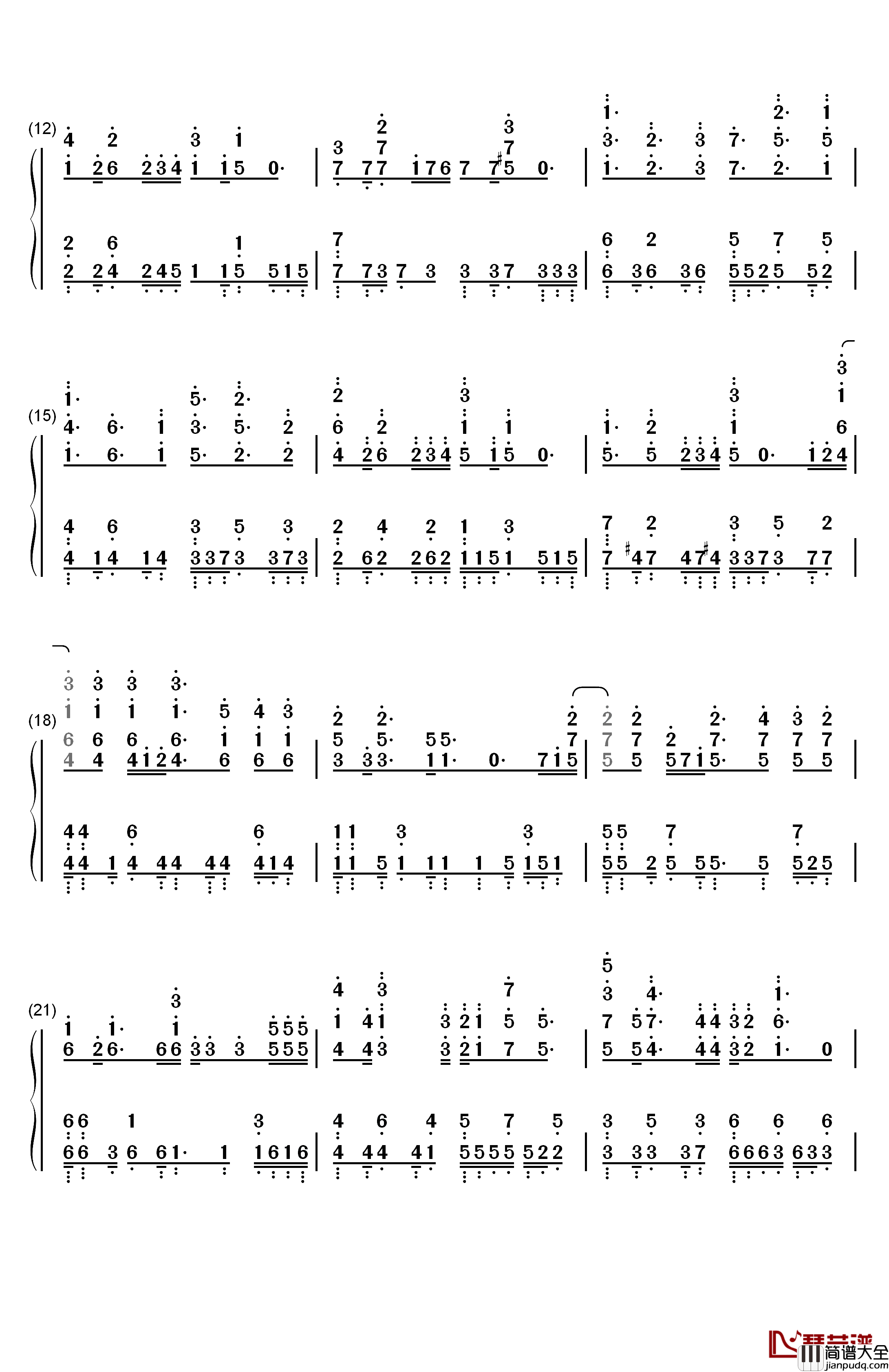 Amadeus钢琴简谱_数字双手_伊藤香奈子