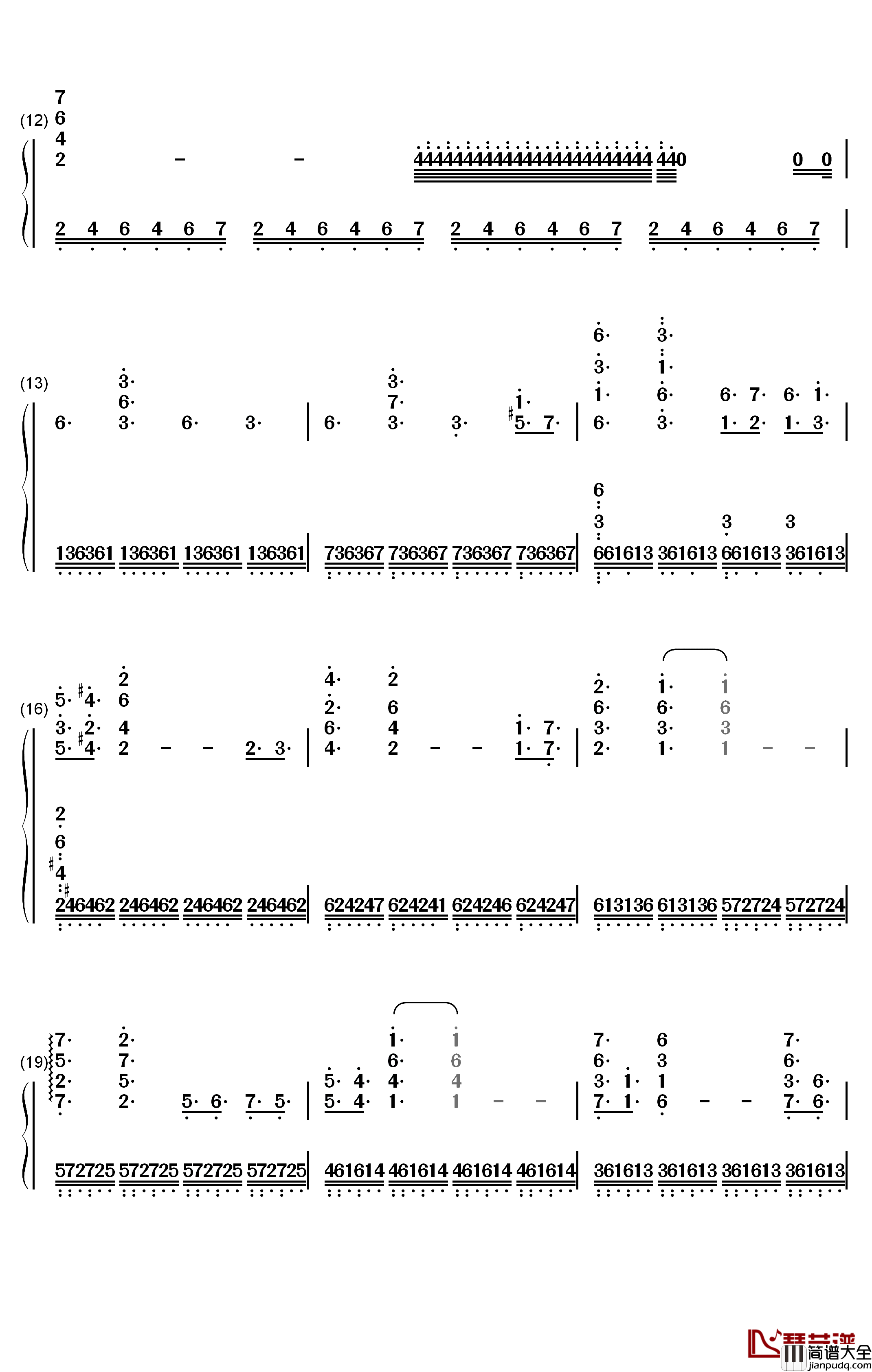 White_Palace钢琴简谱_数字双手_Christopher_Larkin