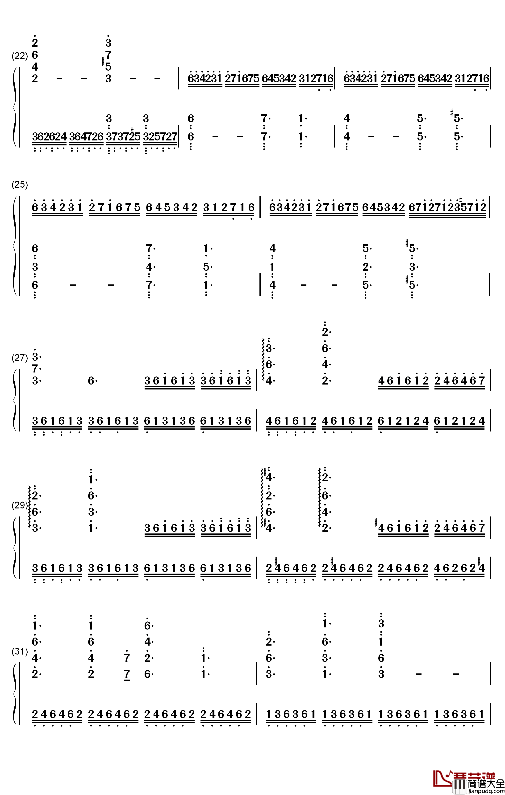 White_Palace钢琴简谱_数字双手_Christopher_Larkin