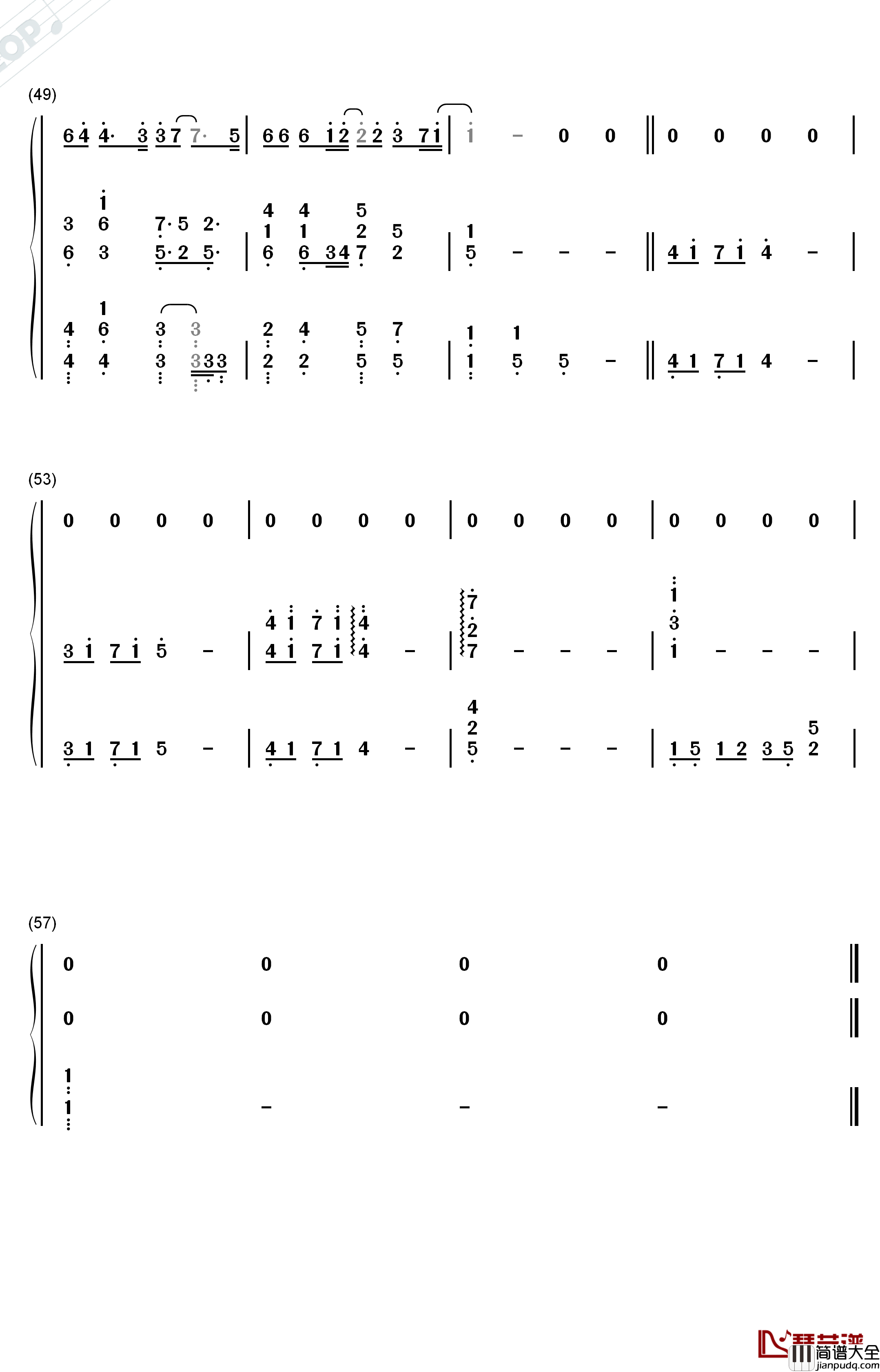 Love_U_U钢琴简谱_数字双手_林俊杰
