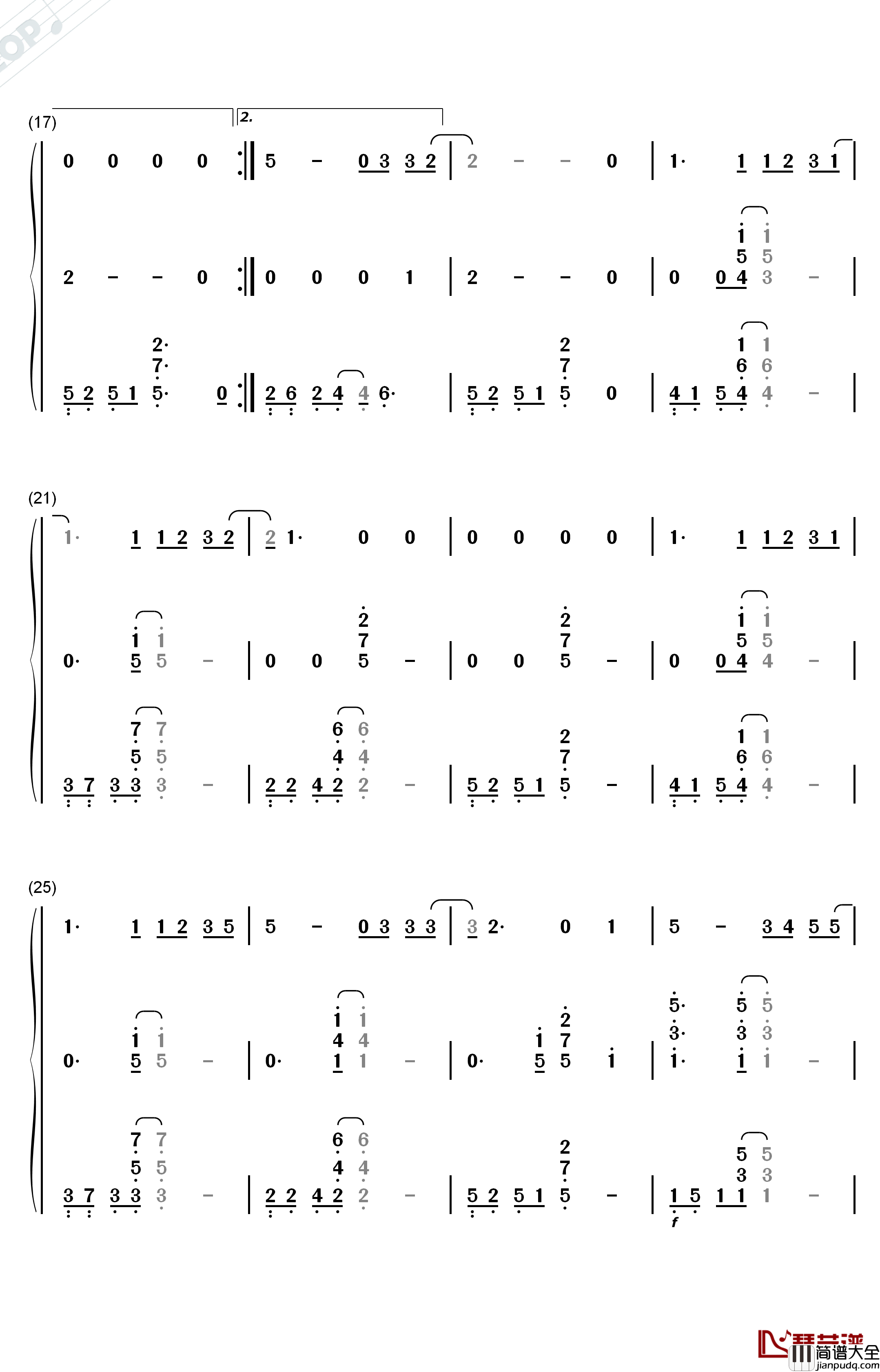 解脱钢琴简谱_数字双手_周笔畅