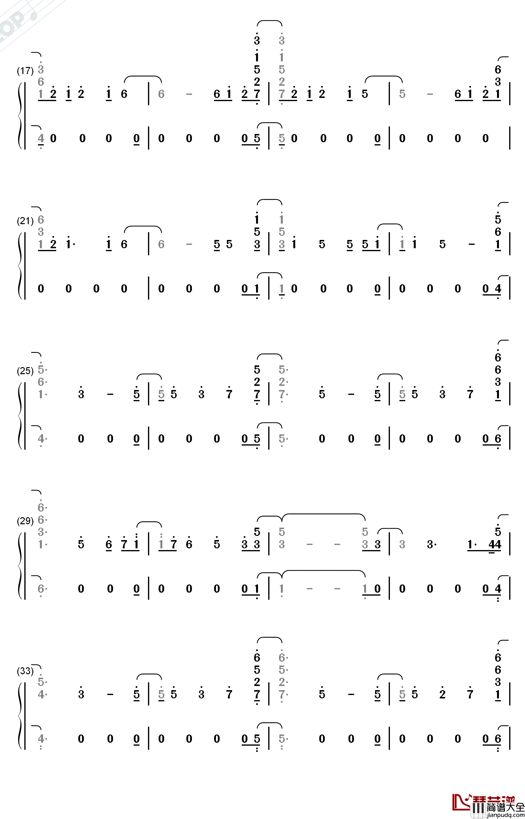 Alien钢琴简谱_数字双手_Jonas_Blue_Sabrina_Carpenter