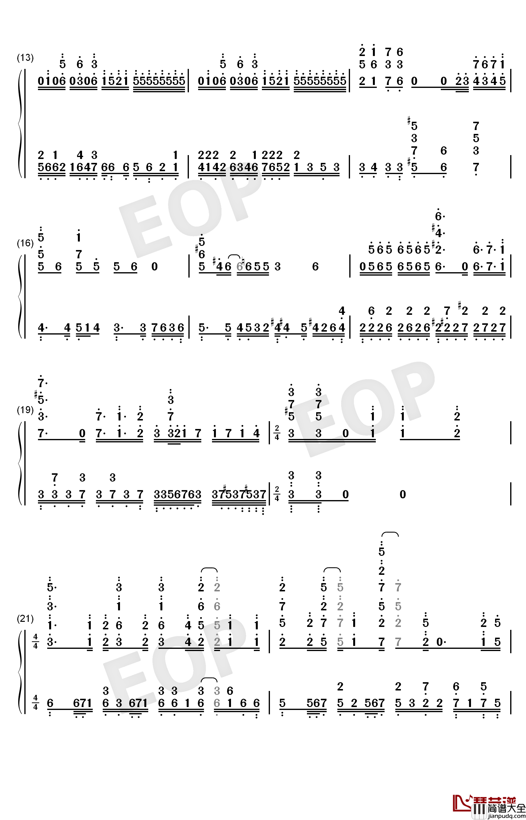 Resister钢琴简谱_数字双手_ASCA