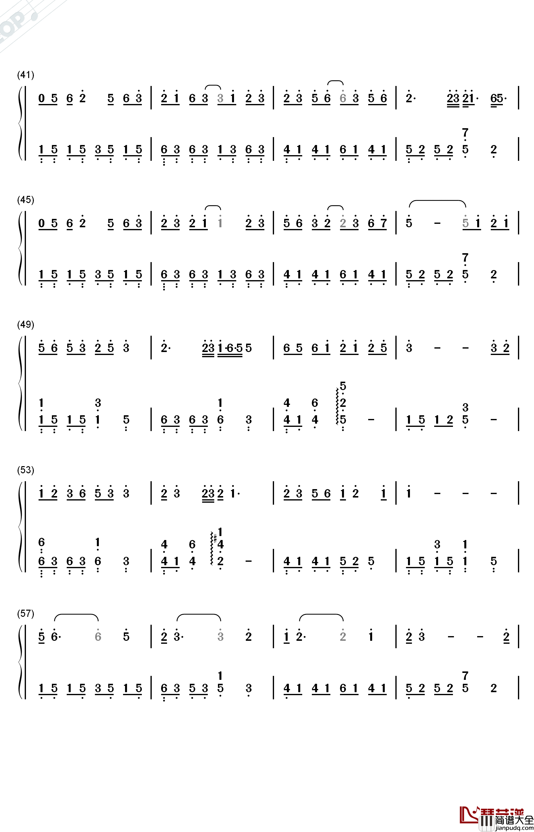 月西江钢琴简谱_数字双手_初音未来